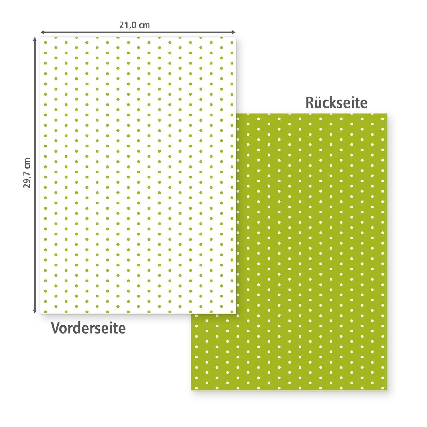 Fotokarton Set GRÜN A4 itenga DIN itenga mit Blatt Bastelkartonpapier 21 Muster 300 Bastelkarton