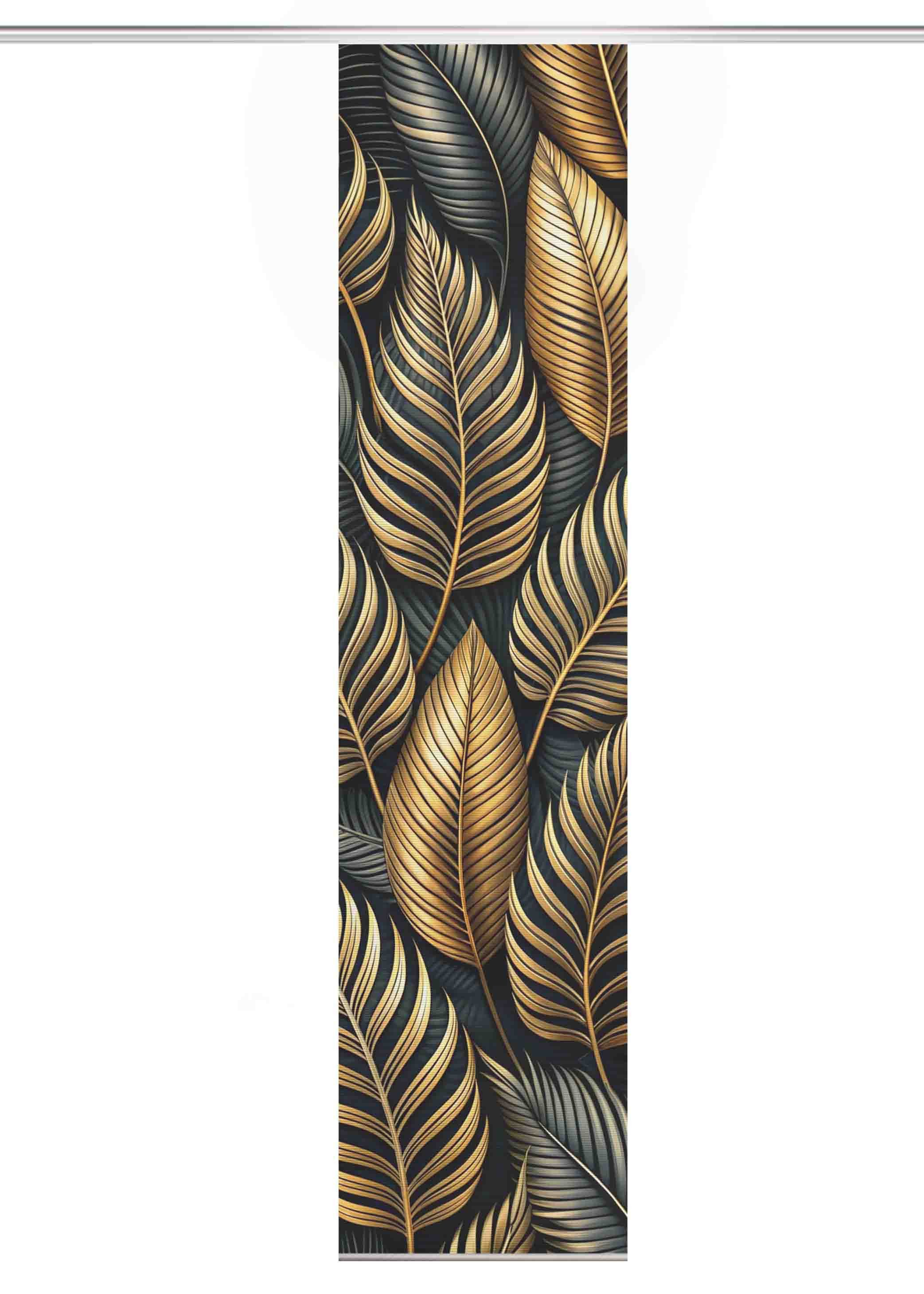 HOME WOHNIDEEN Schiebegardine HIG Schiebegardine ZEDRIC, recycelt, Palmenmotiv Bambusoptik 245x60 (1 St), Paneelwagen, halbtransparent, Polyester (recycelt) Polyester