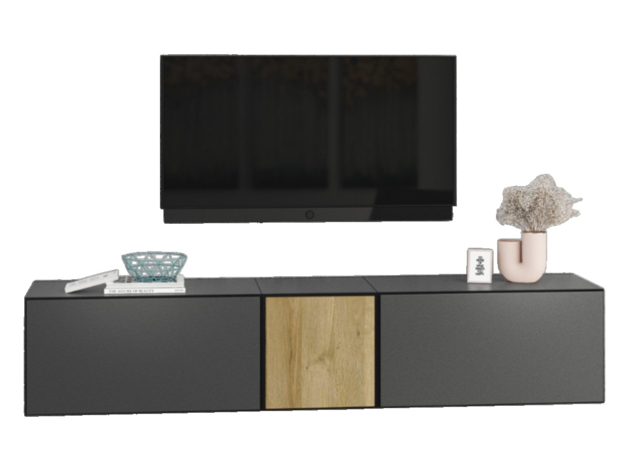 moebel-dich-auf Lowboard VARIANTO 3 (3 tlg., 190 cm breit, TV-Board bestehend aus 2x Schränken mit Klappe und 1x Schrank mit Tür), stehend und hängend