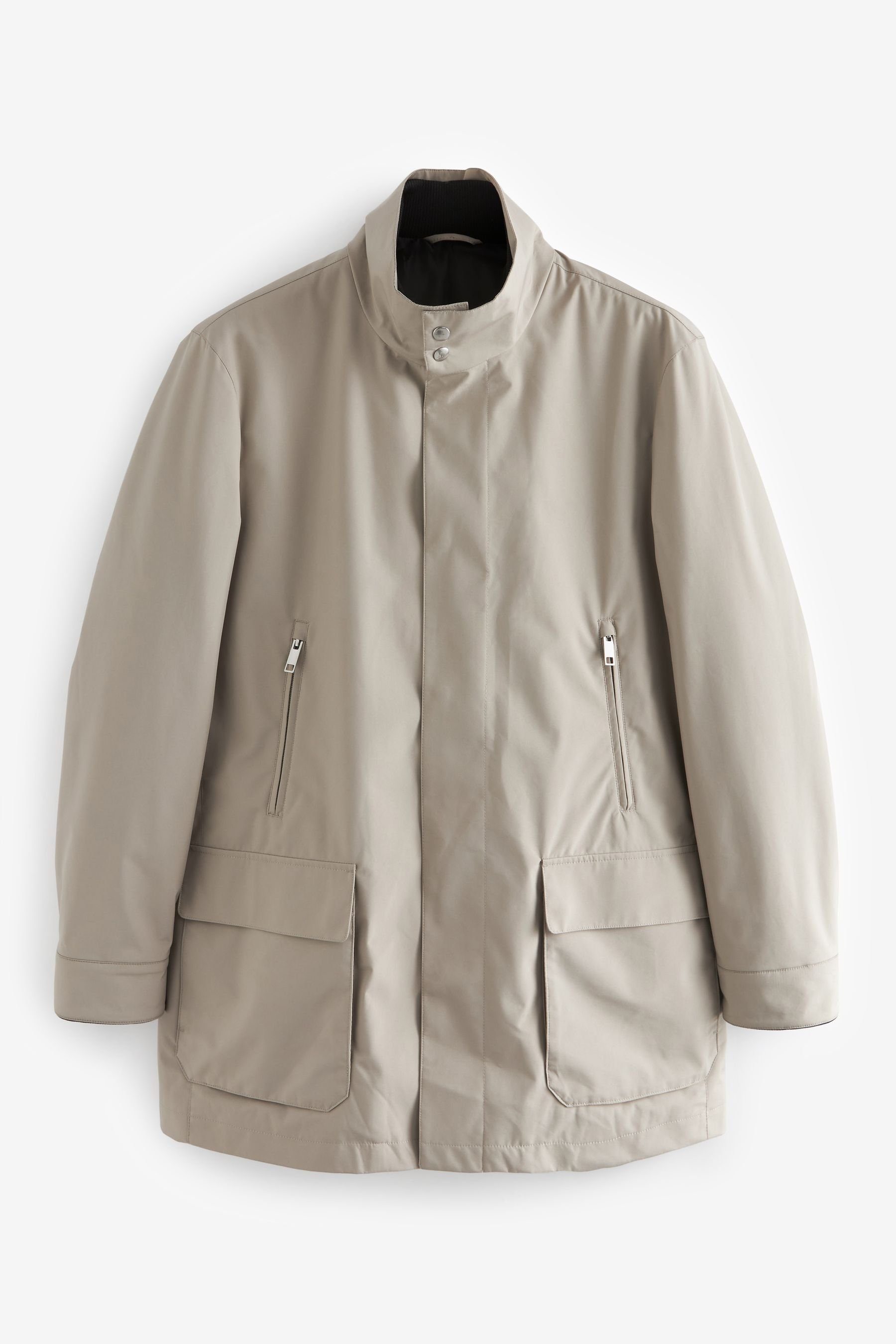 Next Regenmantel Wasserabweisende Jacke, Taschen 4 Trichterkragen, Light Grey (1-tlg)