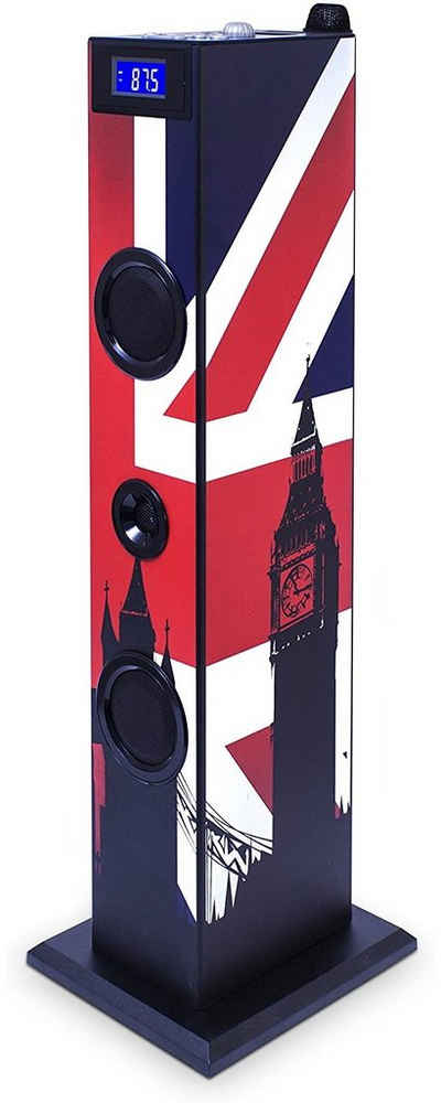 BigBen Sound Tower TW5 Stereoanlage (inkl. Mikrofon, USB-Anschluss und Fernbedienung, Union Jack)