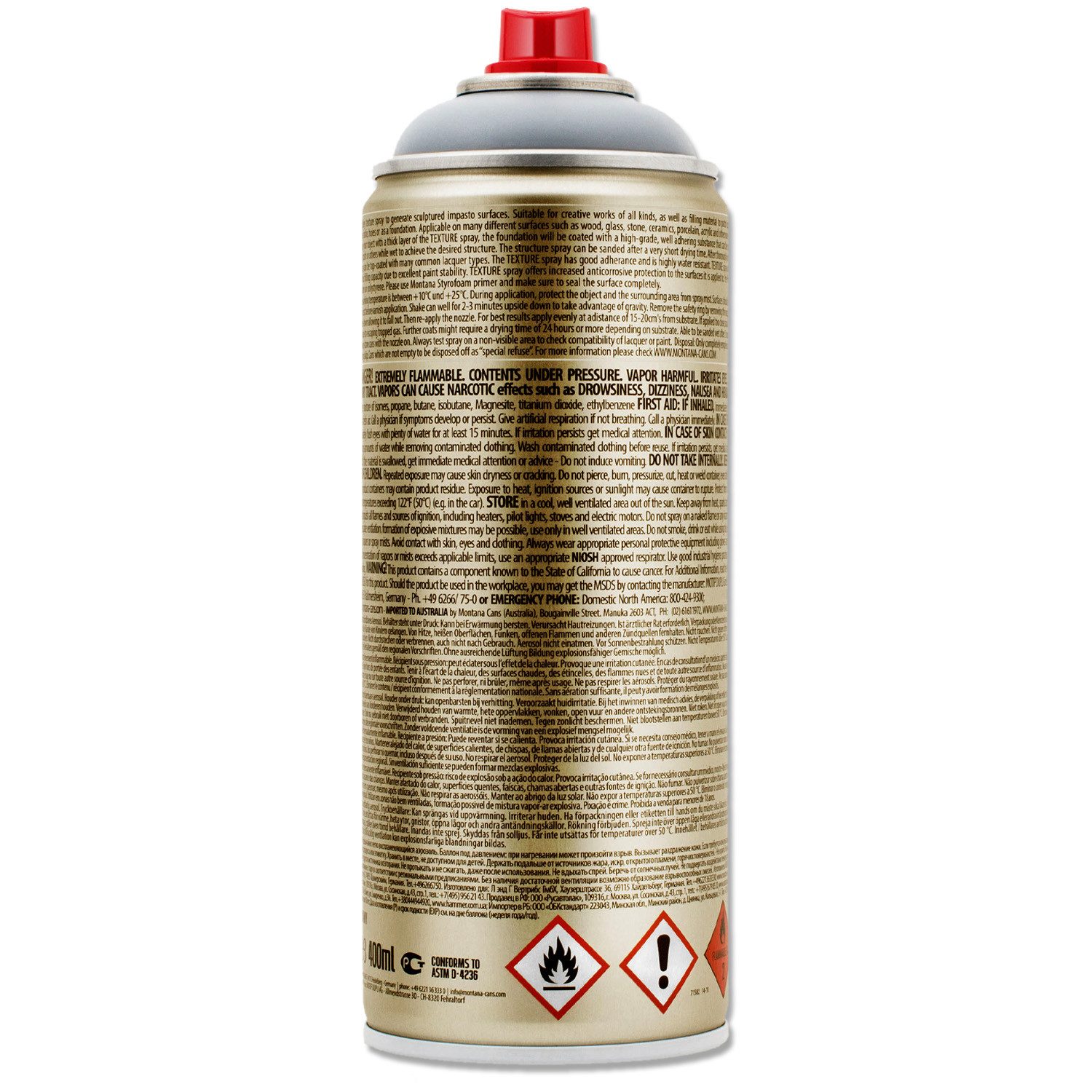 Montana Cans Sprühlack Strukturspray, Montana TEXTURE, Modellierbar, Grau, 400ml