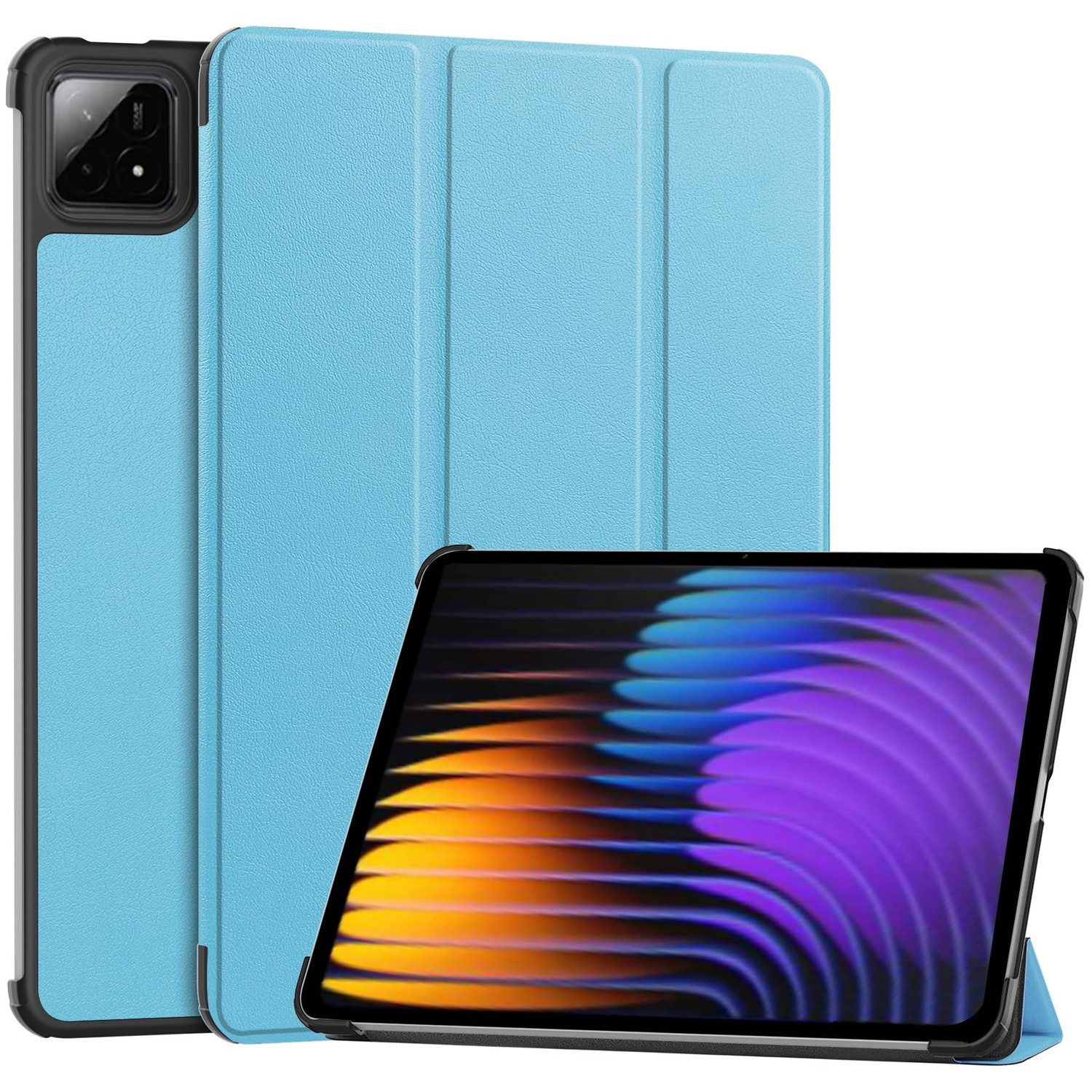 Wigento Tablet-Hülle 3folt Wake UP für Xiaomi Pad 8 / 8 Pro / Pad 7 / 7 Pro Smart H- Blau, 3-Fach Halterung, Kratzfest, Leicht