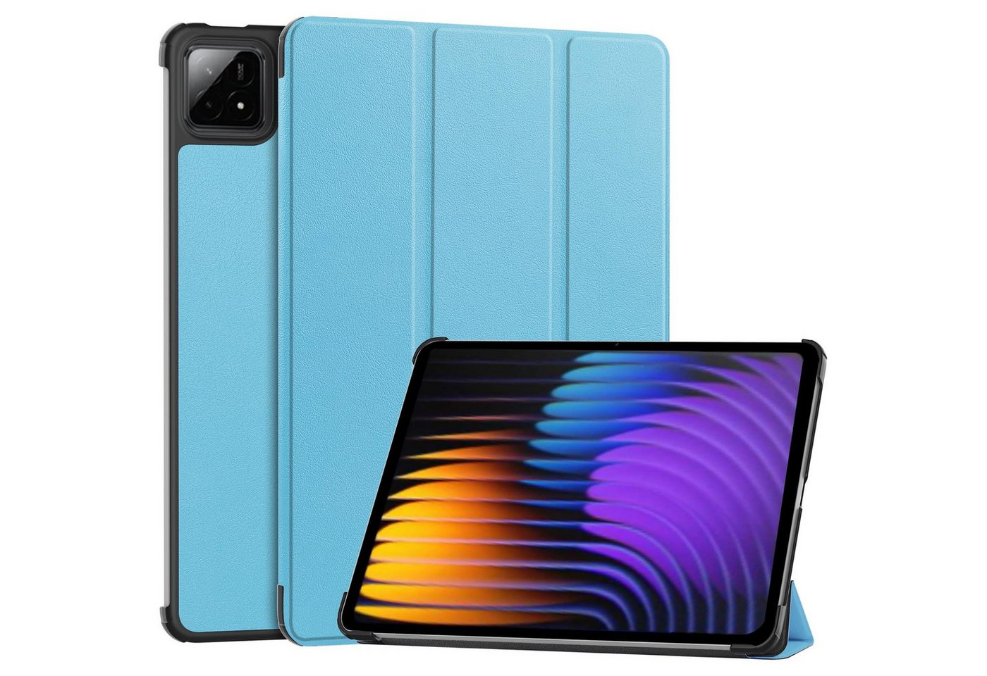 Wigento Tablet-Hülle 3folt Wake UP für Xiaomi Pad 8 / 8 Pro / Pad 7 / 7 Pro Smart H- Blau, 3-Fach Halterung, Kratzfest, Leicht