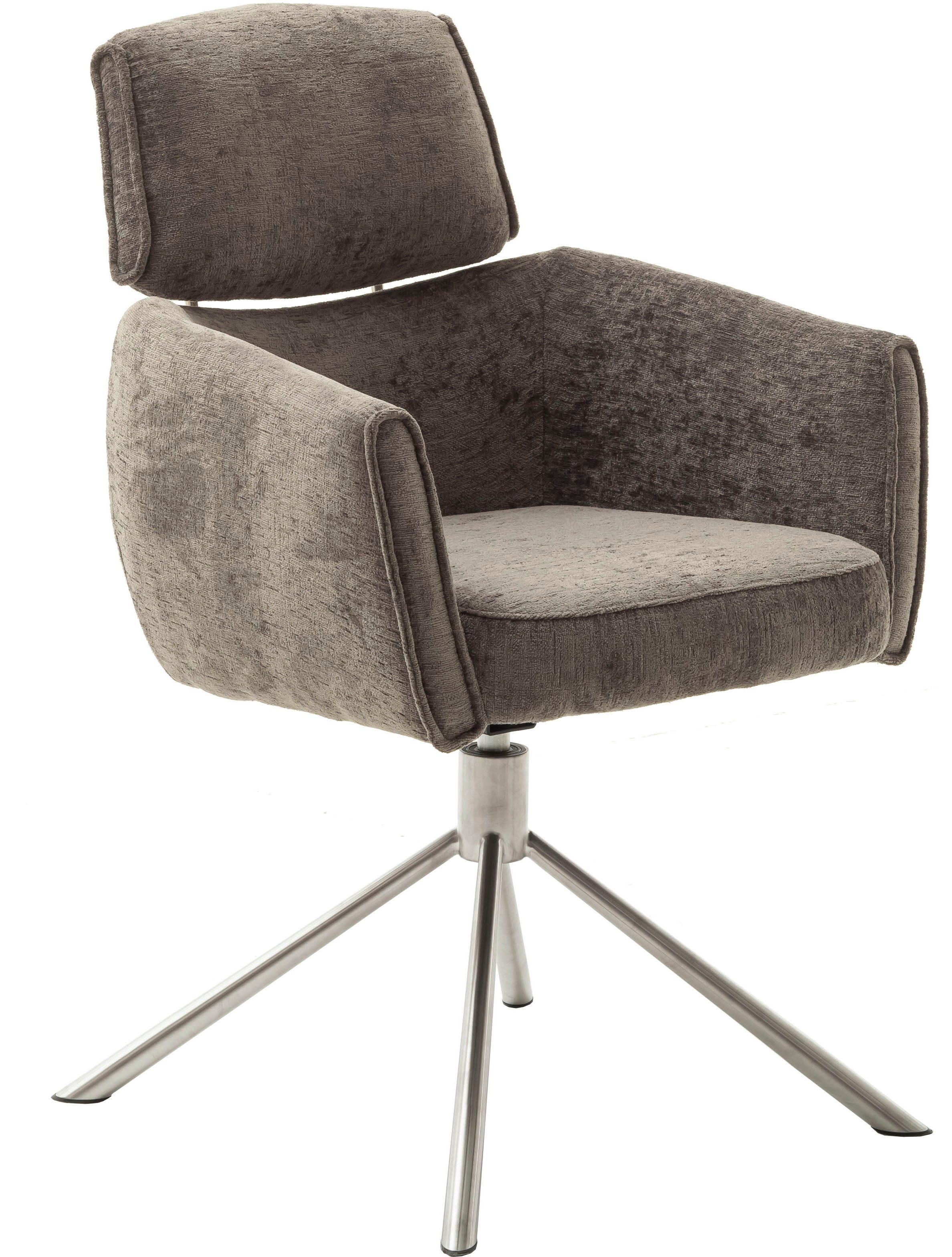 MCA furniture Esszimmerstuhl QUEBEC gebürstet St), braun KG braun Belastbarkeit | 2 Drehstuhl, (Set, | Edelstahl 120
