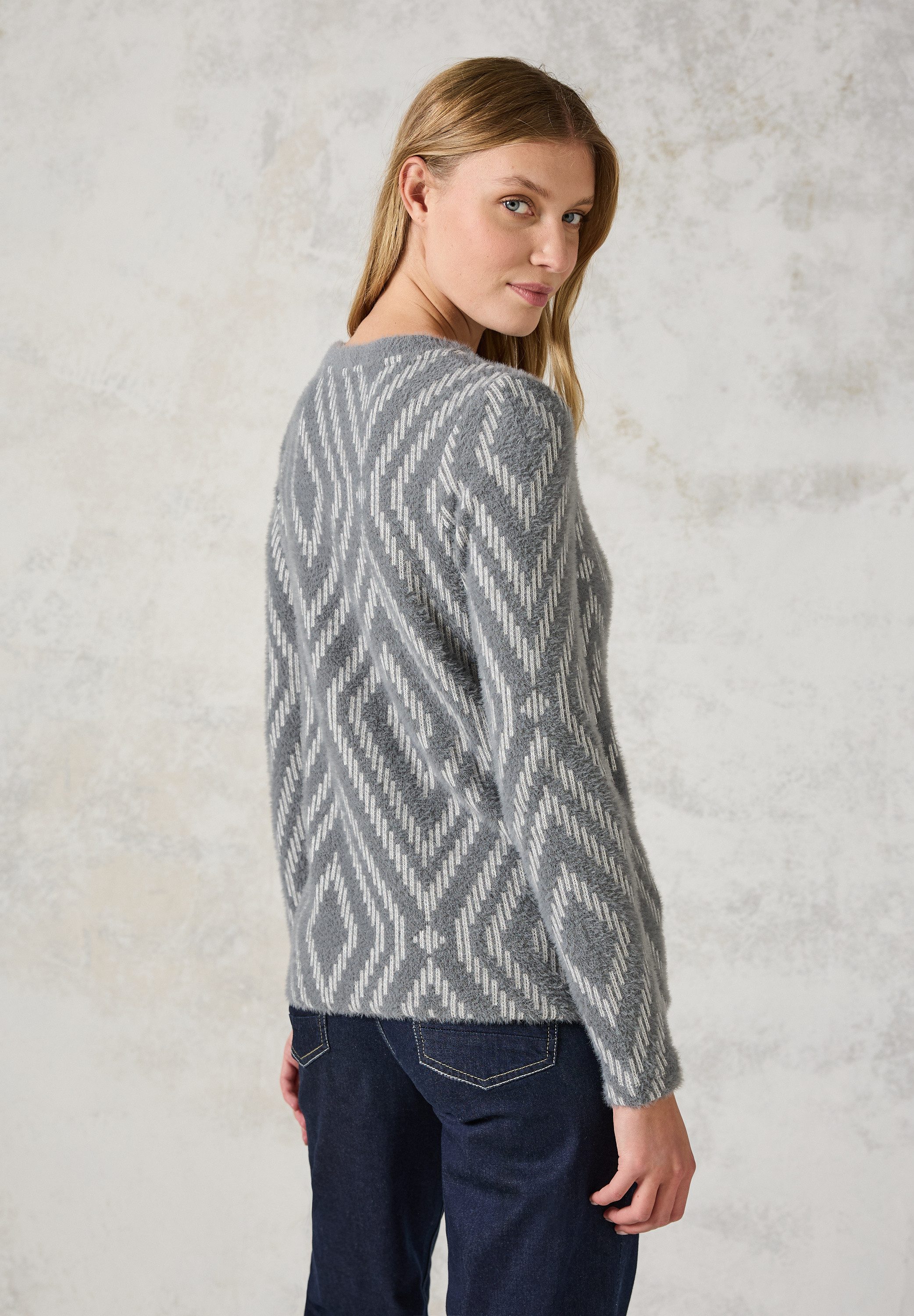 Cecil Langarmshirt, Jacquard günstig online kaufen