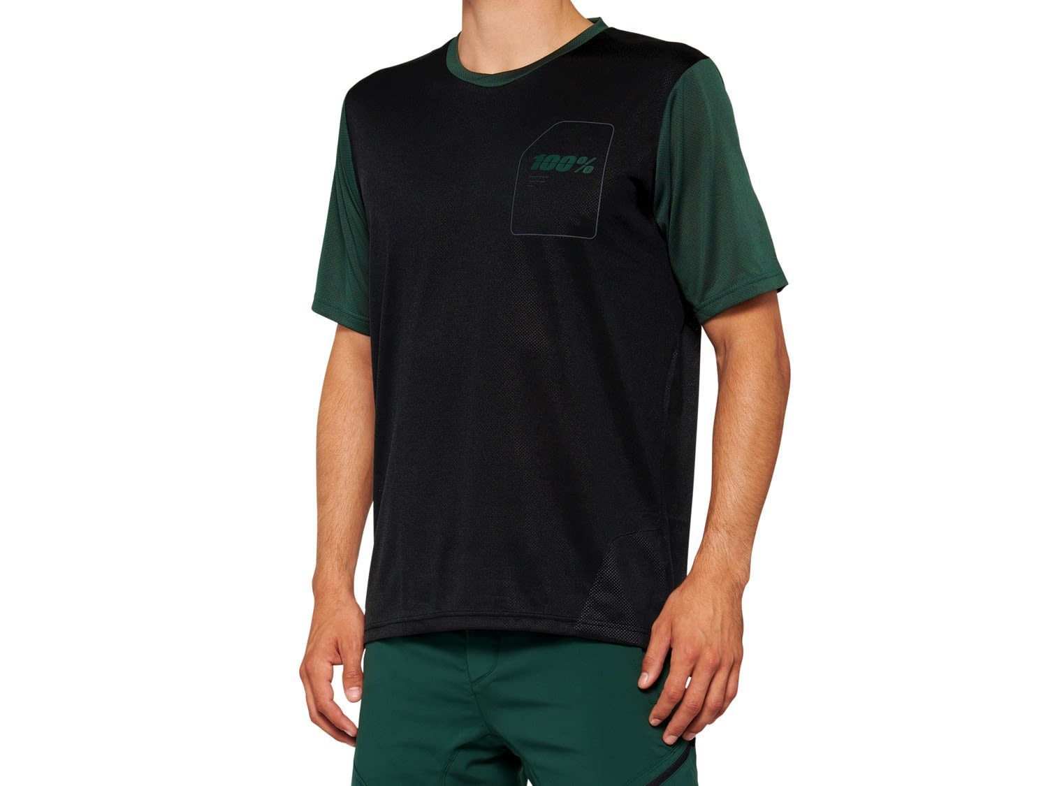 100% T-Shirt 100% M Ridecamp Short Sleeve Jersey Herren Black - Forest Green | T-Shirts