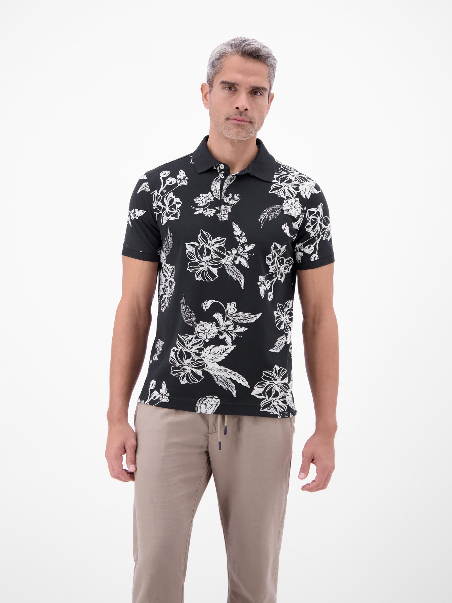 LERROS Poloshirt Kurzarm mit floralem Allover-Print