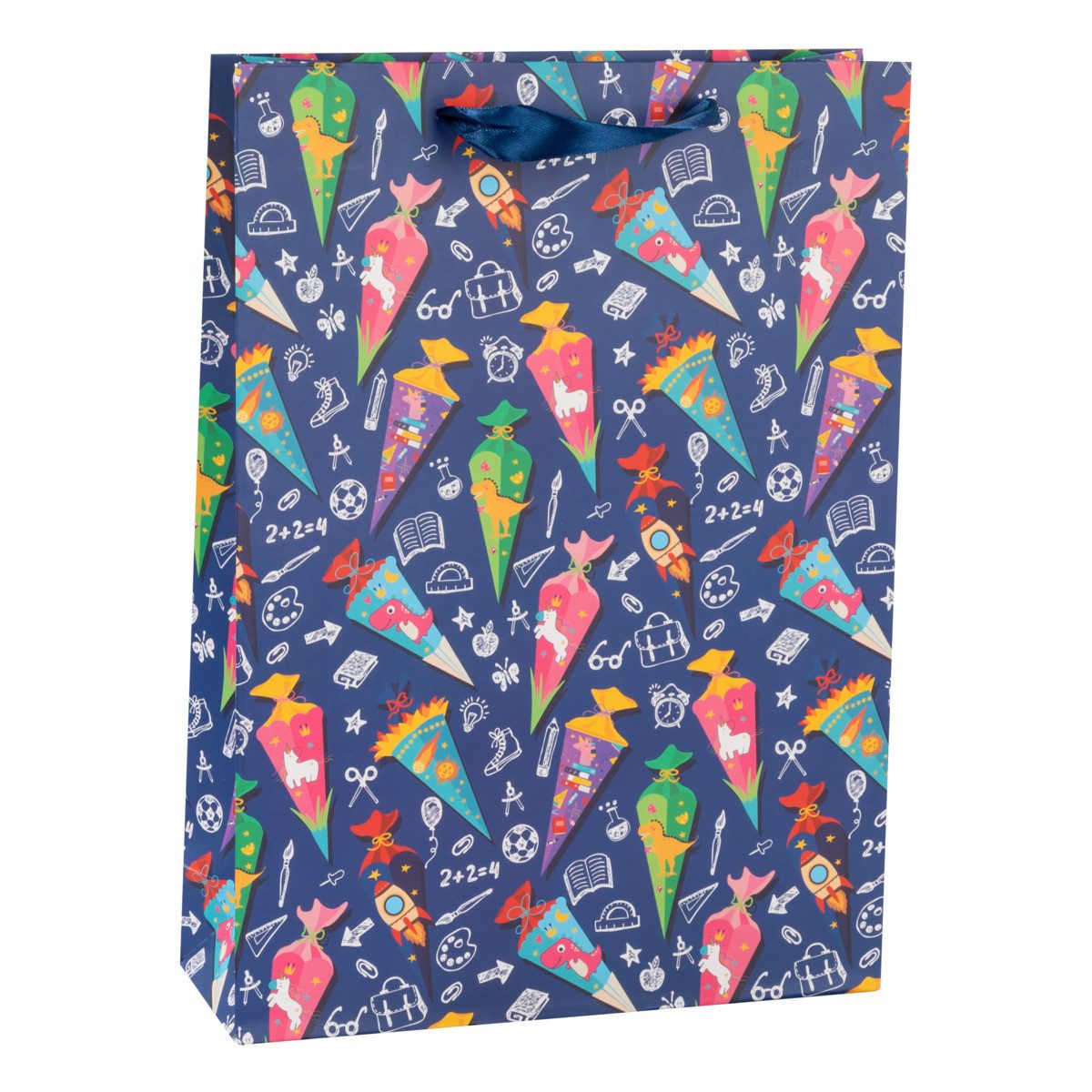 Idena Tragetasche Geschenktasche - Schultüte blau, 25 x 34,5 x 8,5 cm, 210g/m²