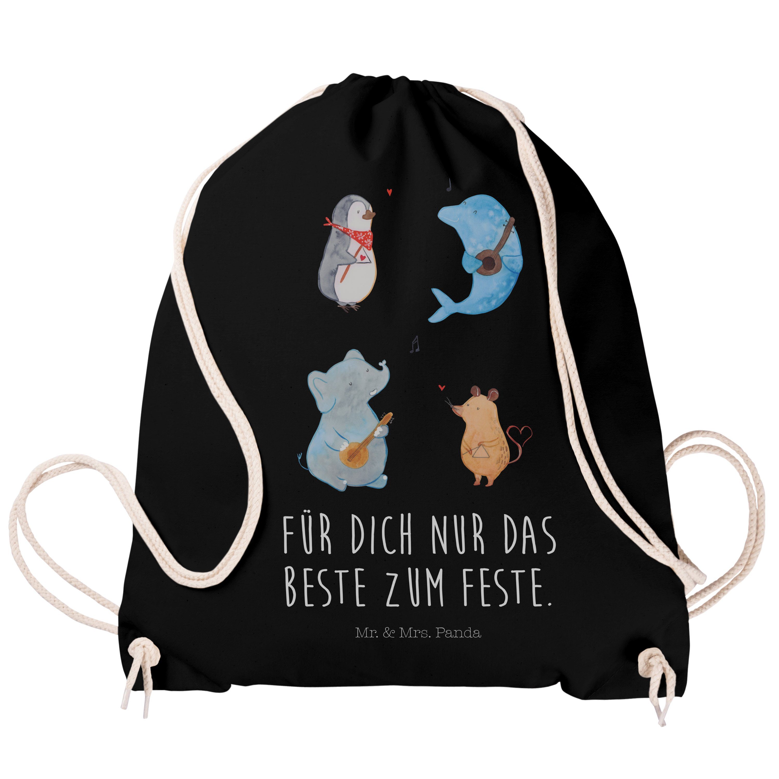 Geschenk, & Tasche, Big Stoff Sporttasche Schwarz - Mrs. - (1-tlg) Band Tiere, Hund, Panda Mr. Turnbeutel,