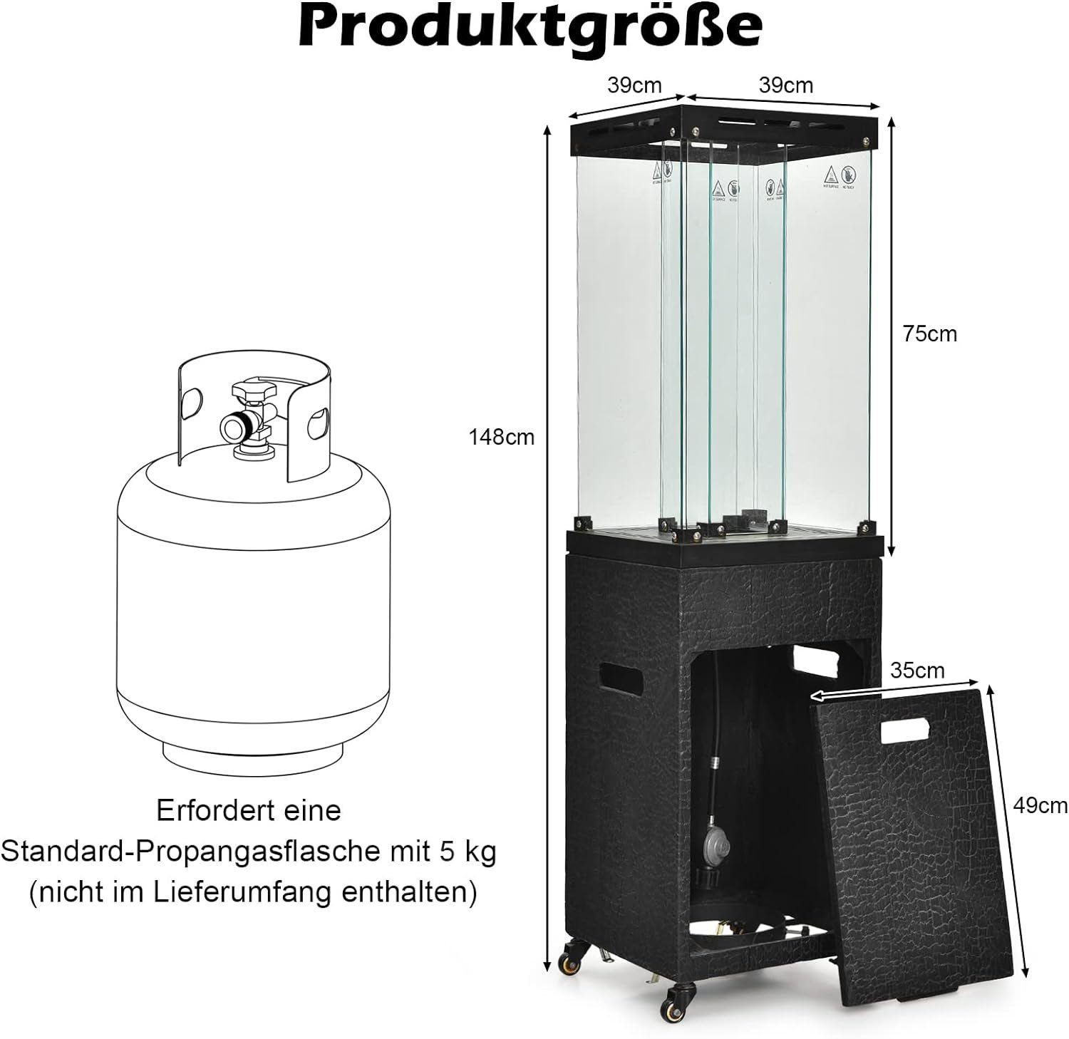 KOMFOTTEU Heizstrahler 41000BTU 12KW, PVC-Schutzhülle mit & Windschutzscheibe