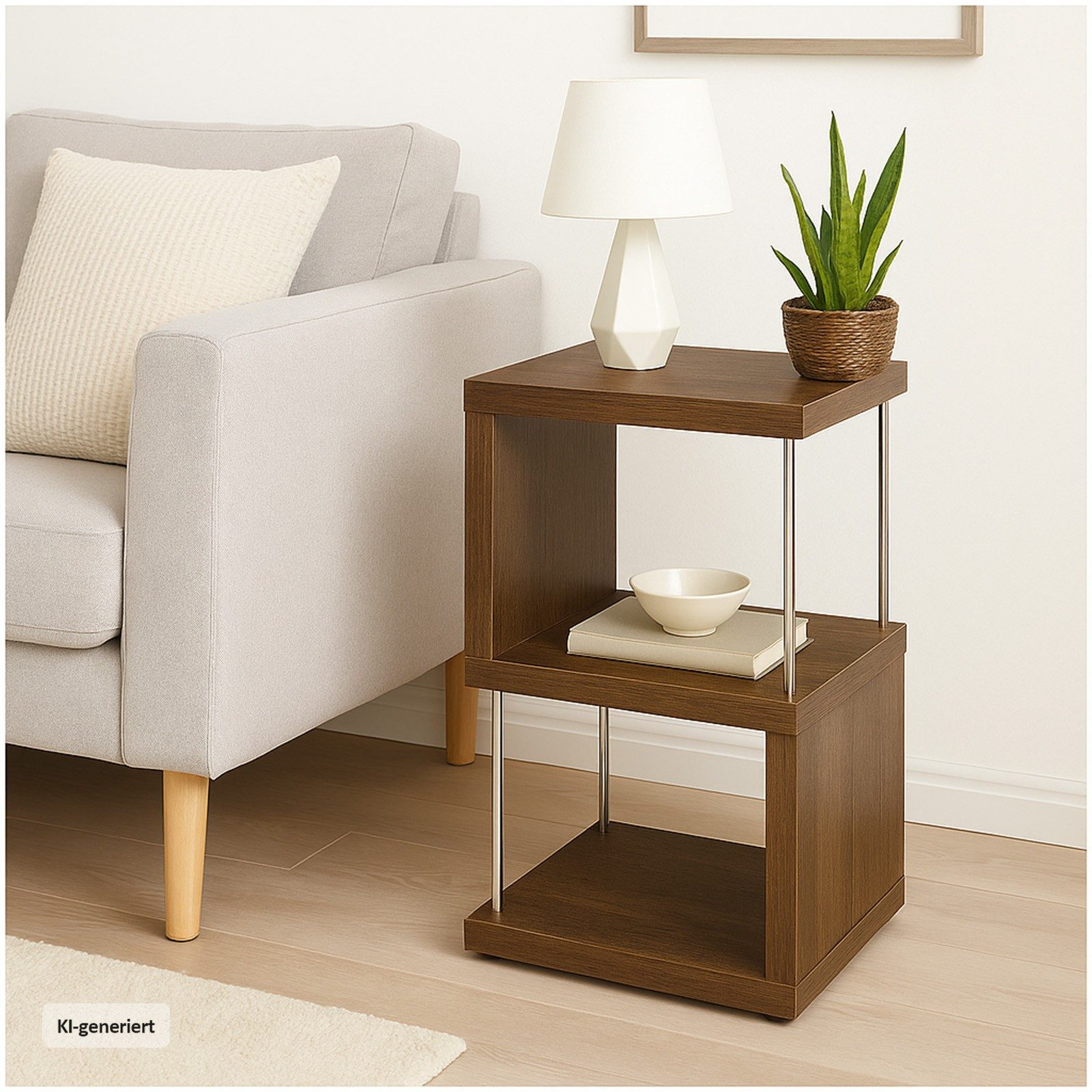 HTI-Living Regal Standregal 2 Fächer Thekla Eiche, Stück 1-tlg., mit Metallstreben