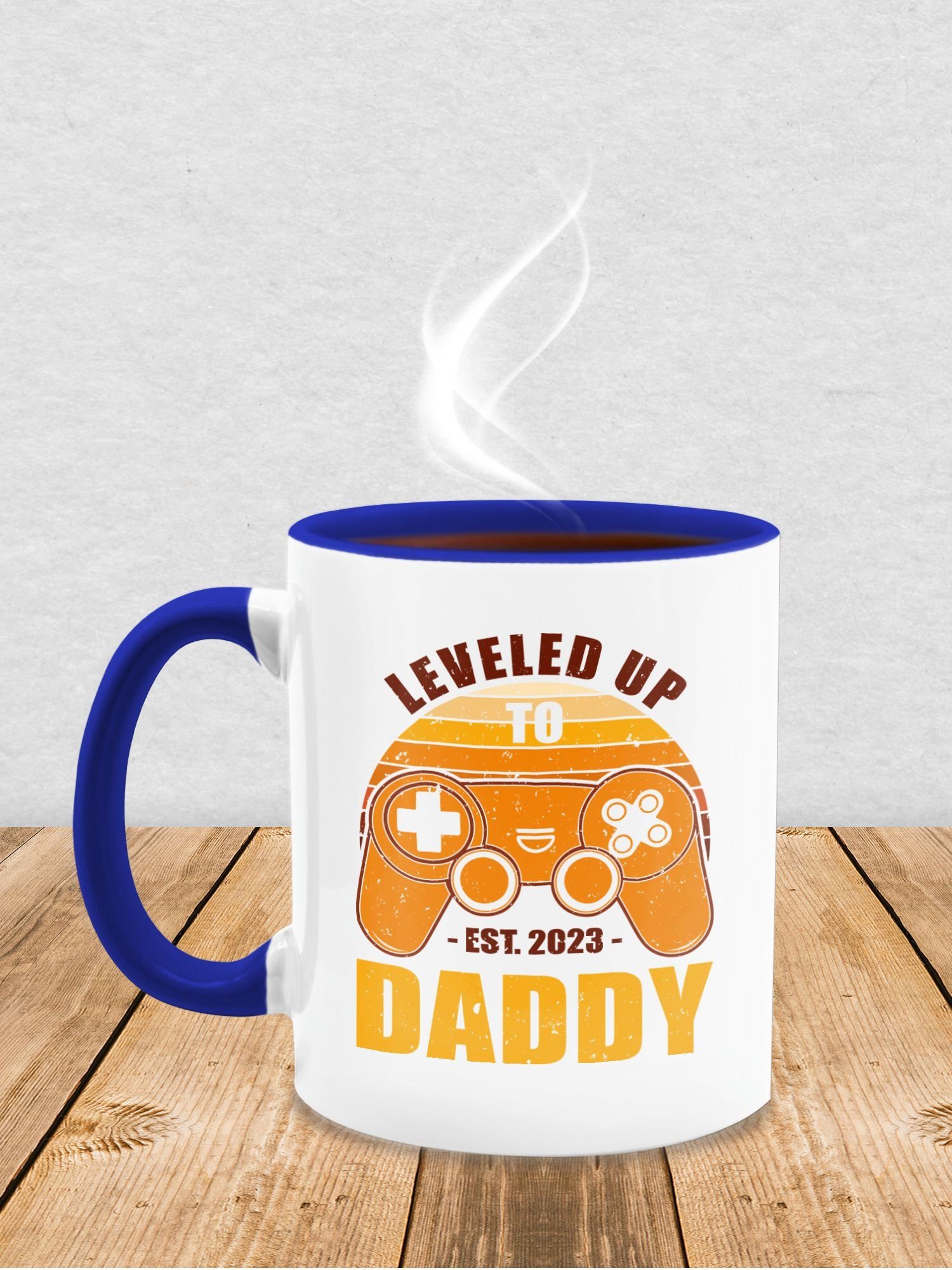 Leveled Tasse Vatertag to Dunkelblau Shirtracer 3 Up Keramik, Geschenk 2023, Est Kaffeetasse Daddy