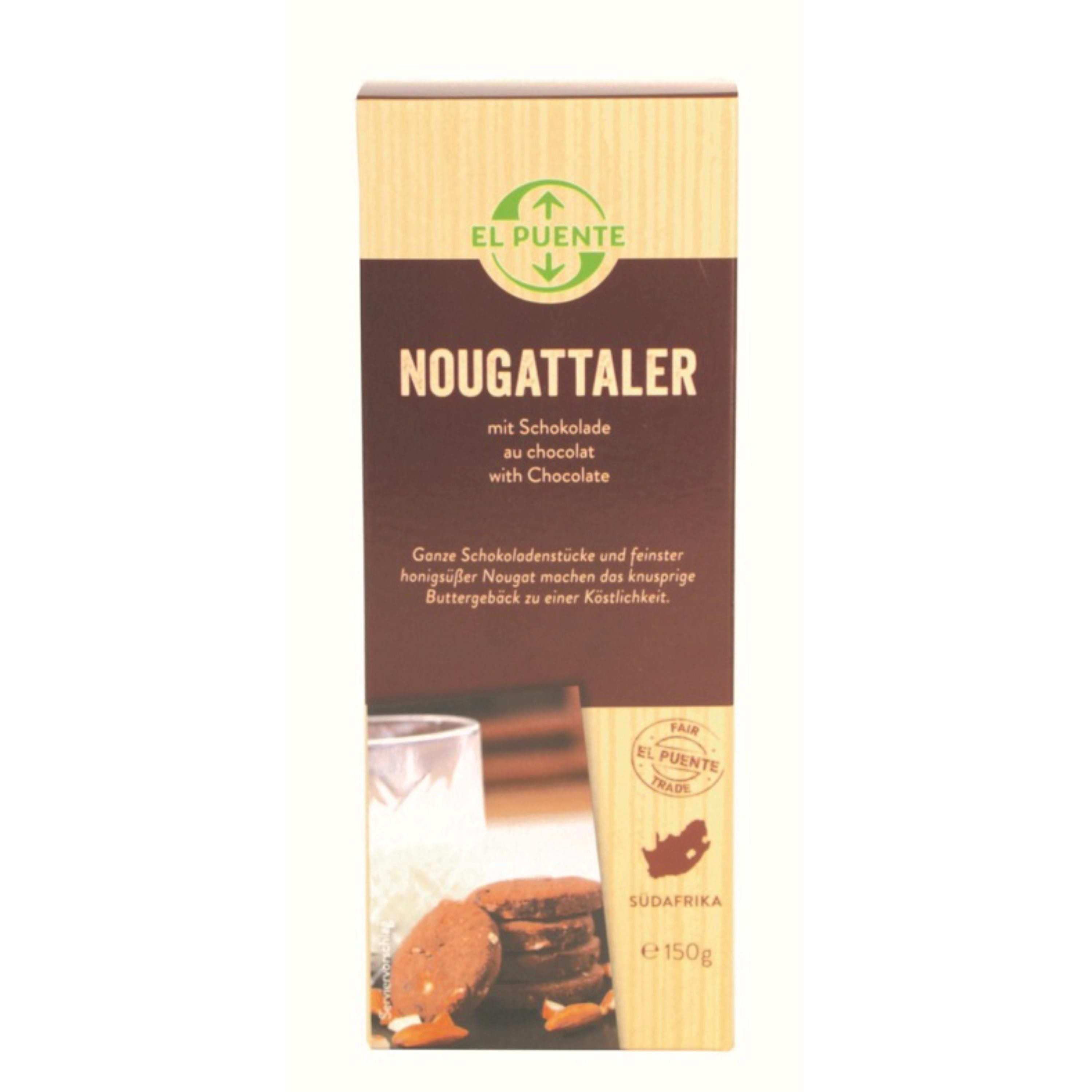 El Puente Schokolade Nougattaler - Mürbekekse mit Nougat & Schokolade, Fair Trade, Handmade
