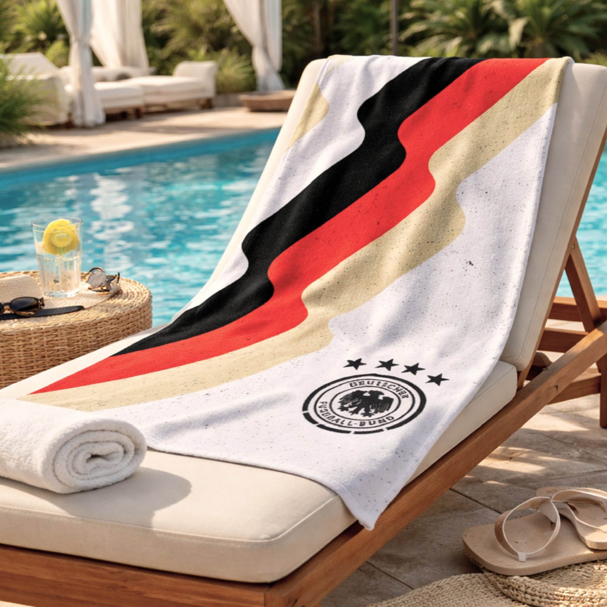 Deutscher Fußball-Bund Bettwäsche Strandtuch (einzeln) Fußball DFB offiziell, weiß, 75x150 cm, Baumwoll, Frotté, 1 teilig, für Pool, Spa und Zuhause