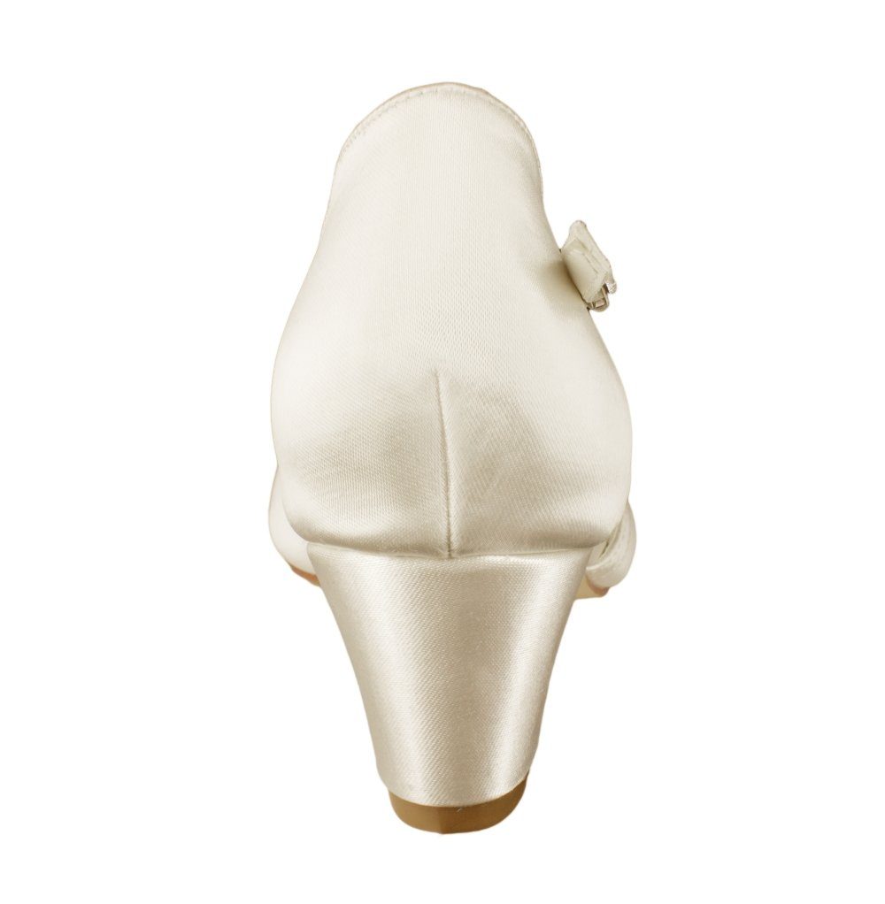 White Lady 754 ivory Satin - weite Brautschuhe Slingpumps