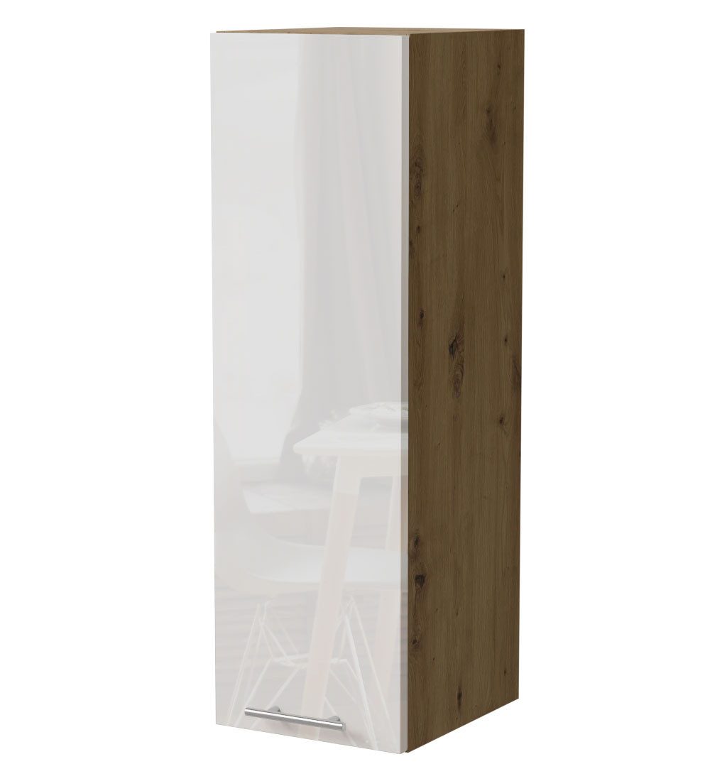 Feldmann-Wohnen Klapphängeschrank Essen (W4/30, 1-türig, 3 Einlegeböden, 1-St., Küchenhängeschrank) 30x32,5x96cm Eiche Artisan - weiß Hochglanz (ES-W4/30)