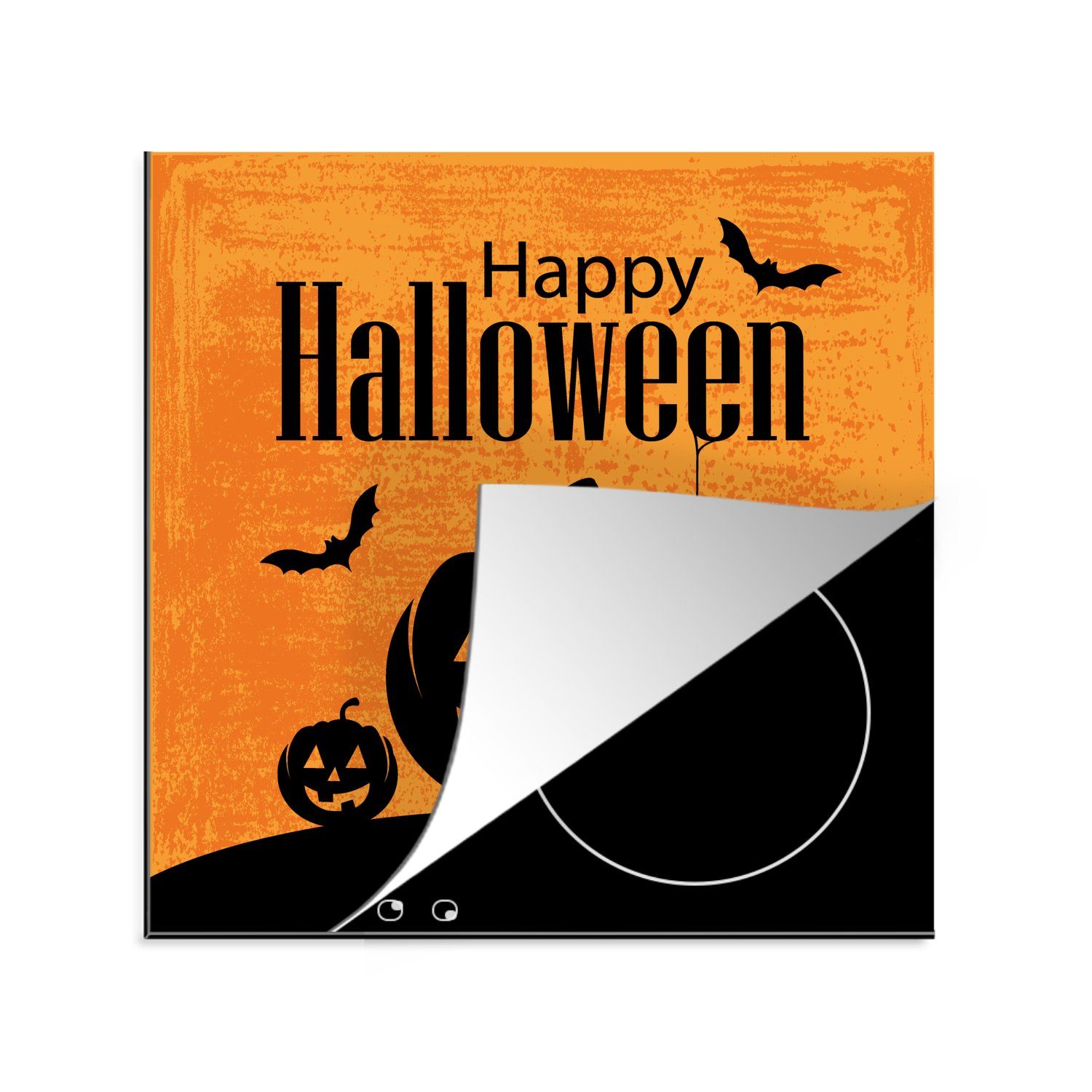 MuchoWow Herdblende-/Abdeckplatte Halloween Illustration Kürbisse, Vinyl, (1 tlg), 78x78 cm, Ceranfeldabdeckung, Arbeitsplatte für küche