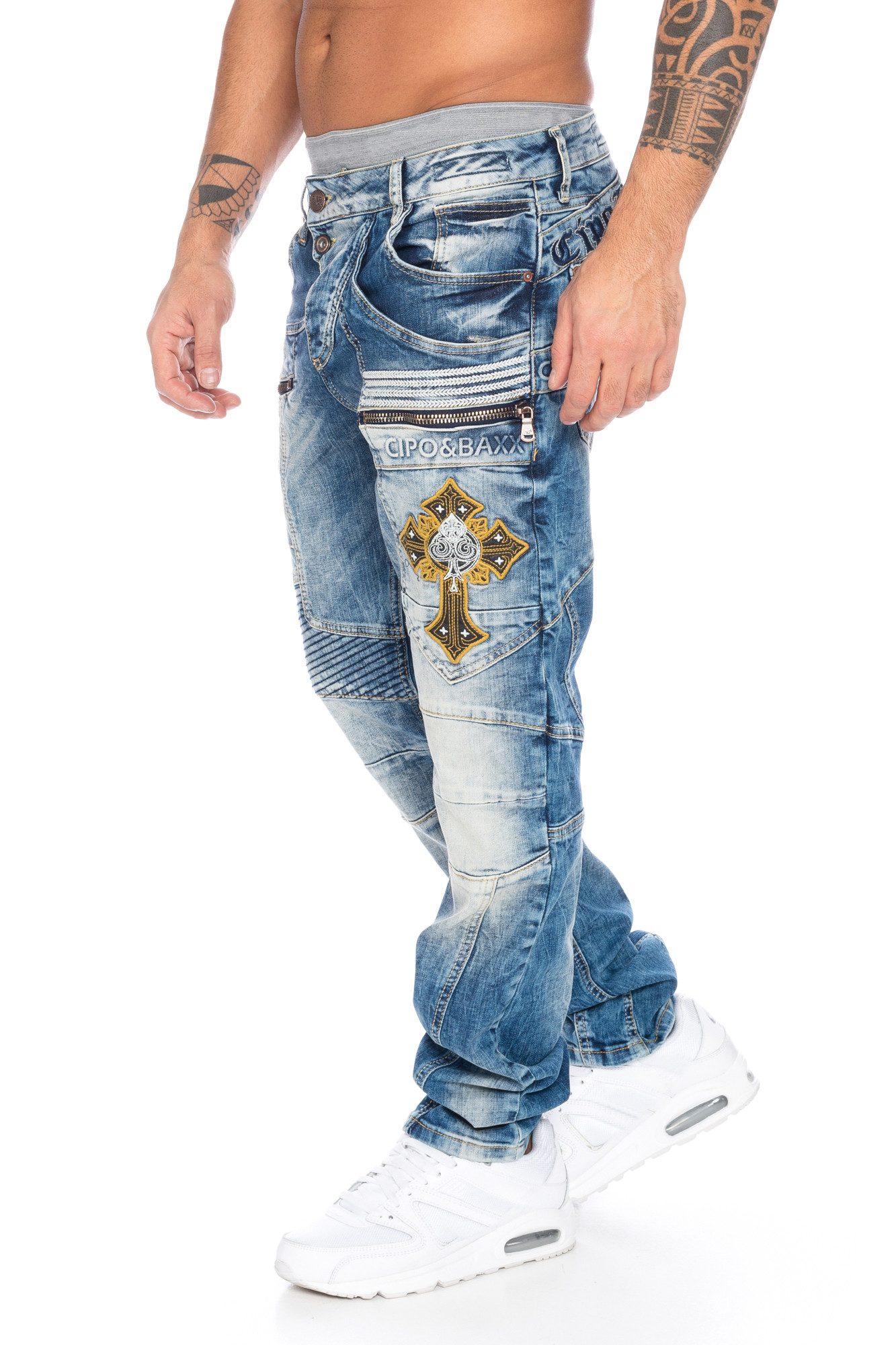 Cipo & Baxx Regular-fit-Jeans Herren Jeans mit aufwendigem Nahtdesign und e günstig online kaufen