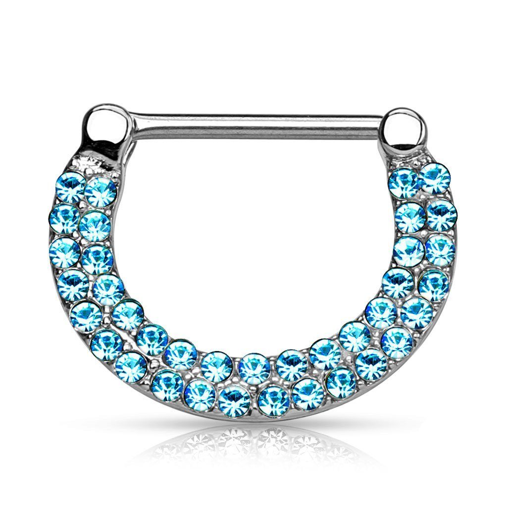 Taffstyle Ring mit Ring Intim Kristallen Silber Kristallen Intim / mit Intimpiercing Aqua Intimpiercing 1,6mm, Brustpiercing Intimpiercing Clicker