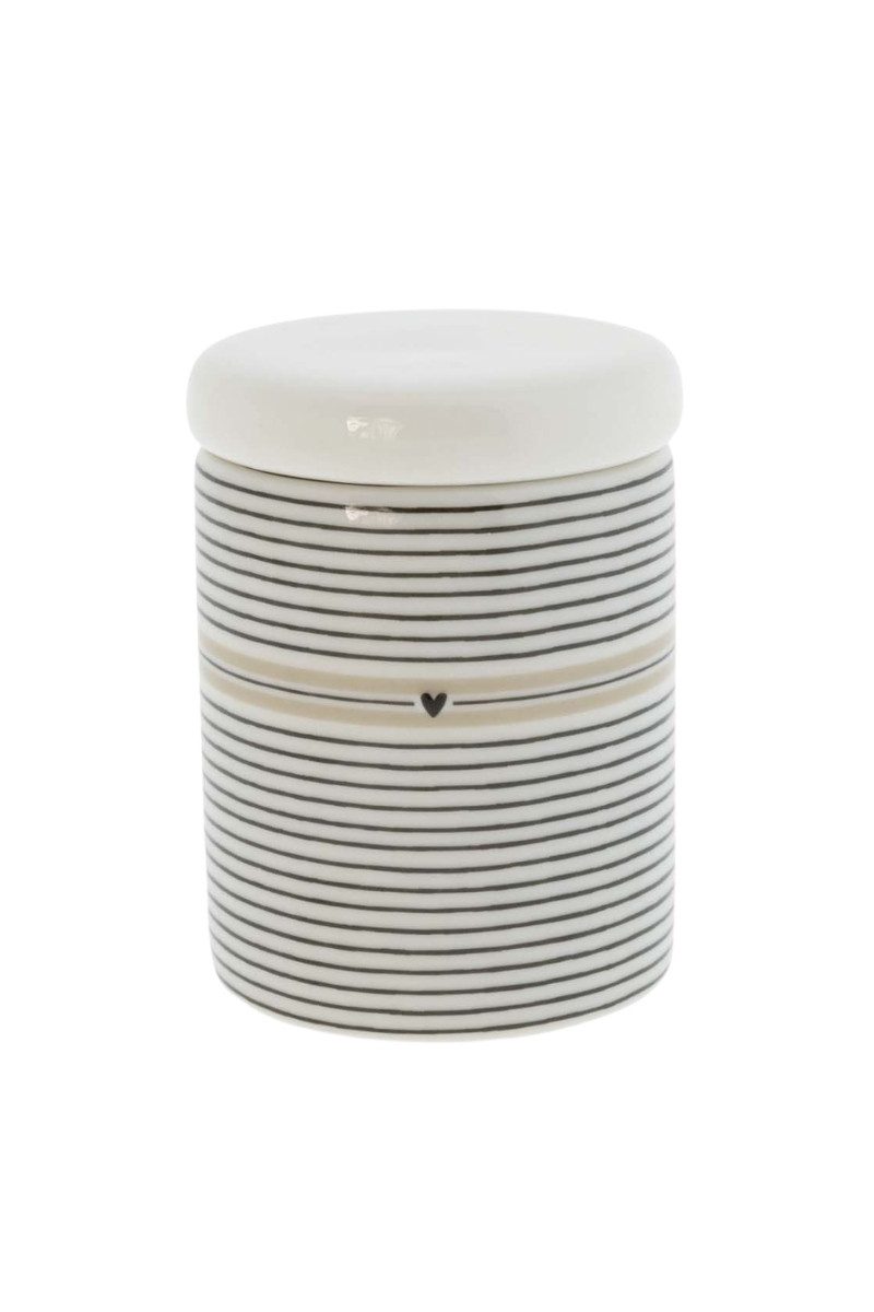 Bastion Collections Geschirr-Set Vorratsdose klein 2er Set - HERBS/STREIFEN - titan/weiß