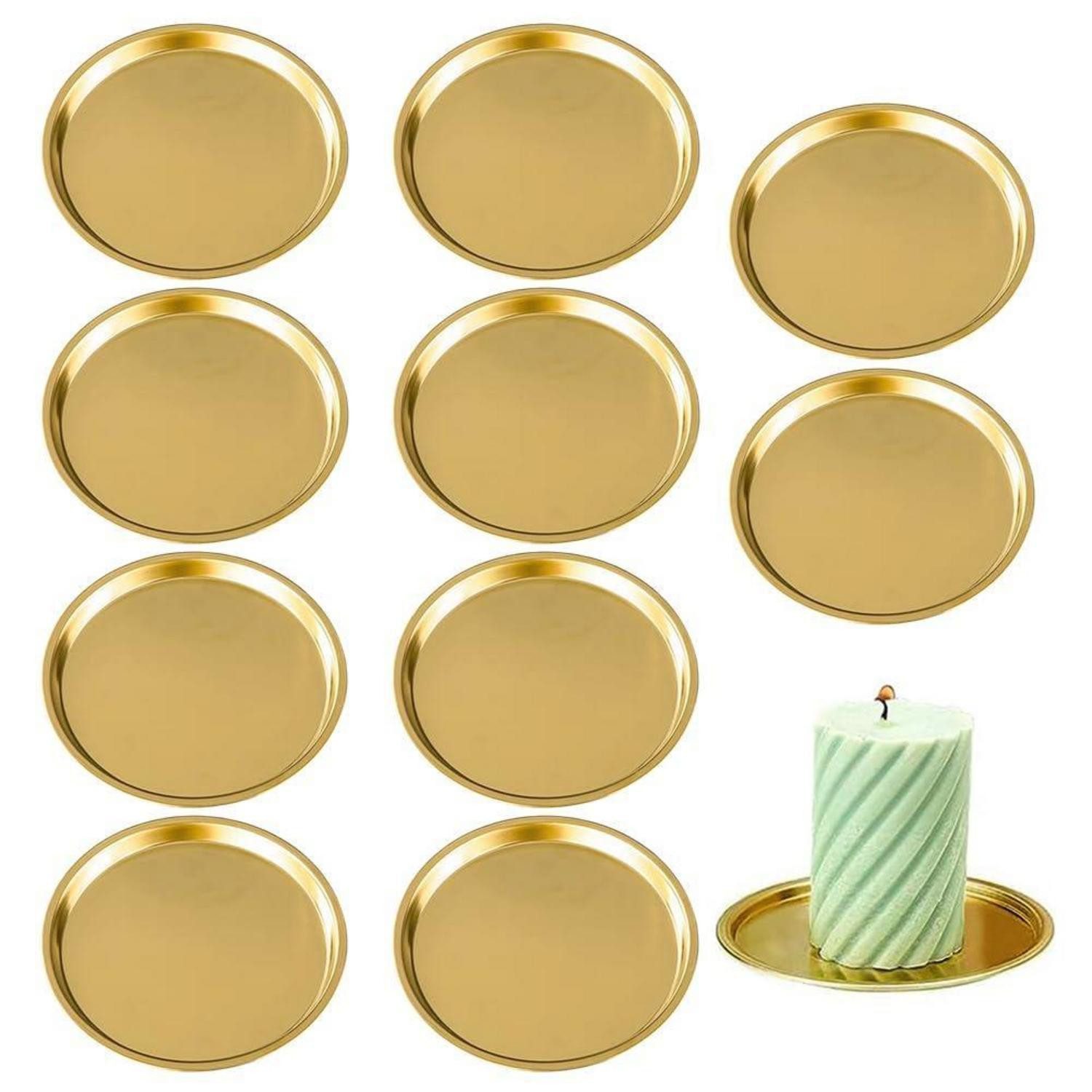 LuxusKollektion Kerzentablett Kerzenhalter rund Metall retro gold 165mm 10Stk (10 St)