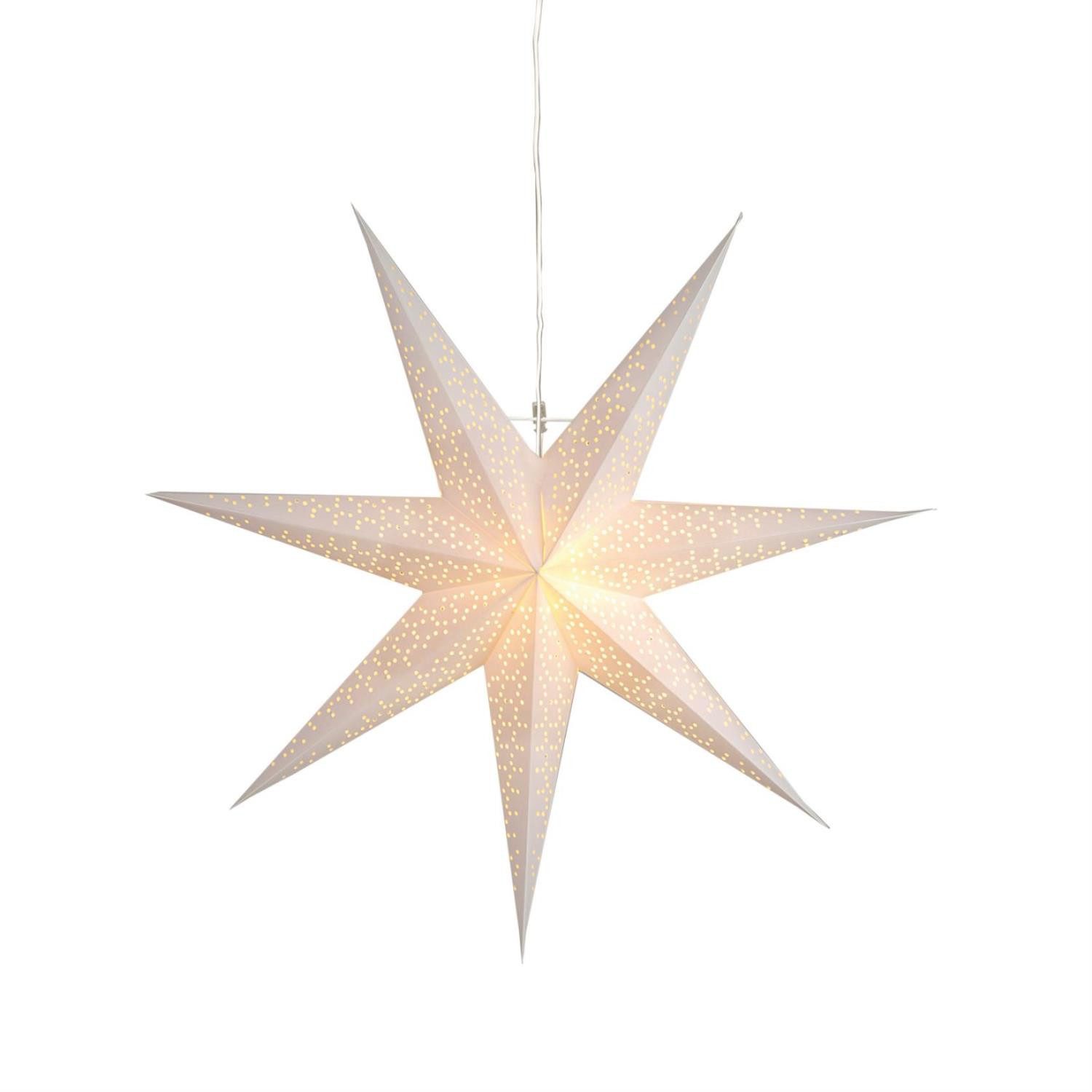 STAR TRADING LED Stern Papierstern Leuchtstern Faltstern 7zackig hängend 70cm m. Kabel creme
