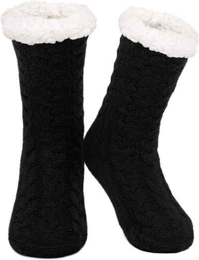 Alster Herz ABS-Socken »Kuschelsocken mit ABS Sohle, warme Damen Socken, Wintersocken mit Anti Rutsch Noppen, dicke Haussocken, Schuhgröße 35-42, A0221«