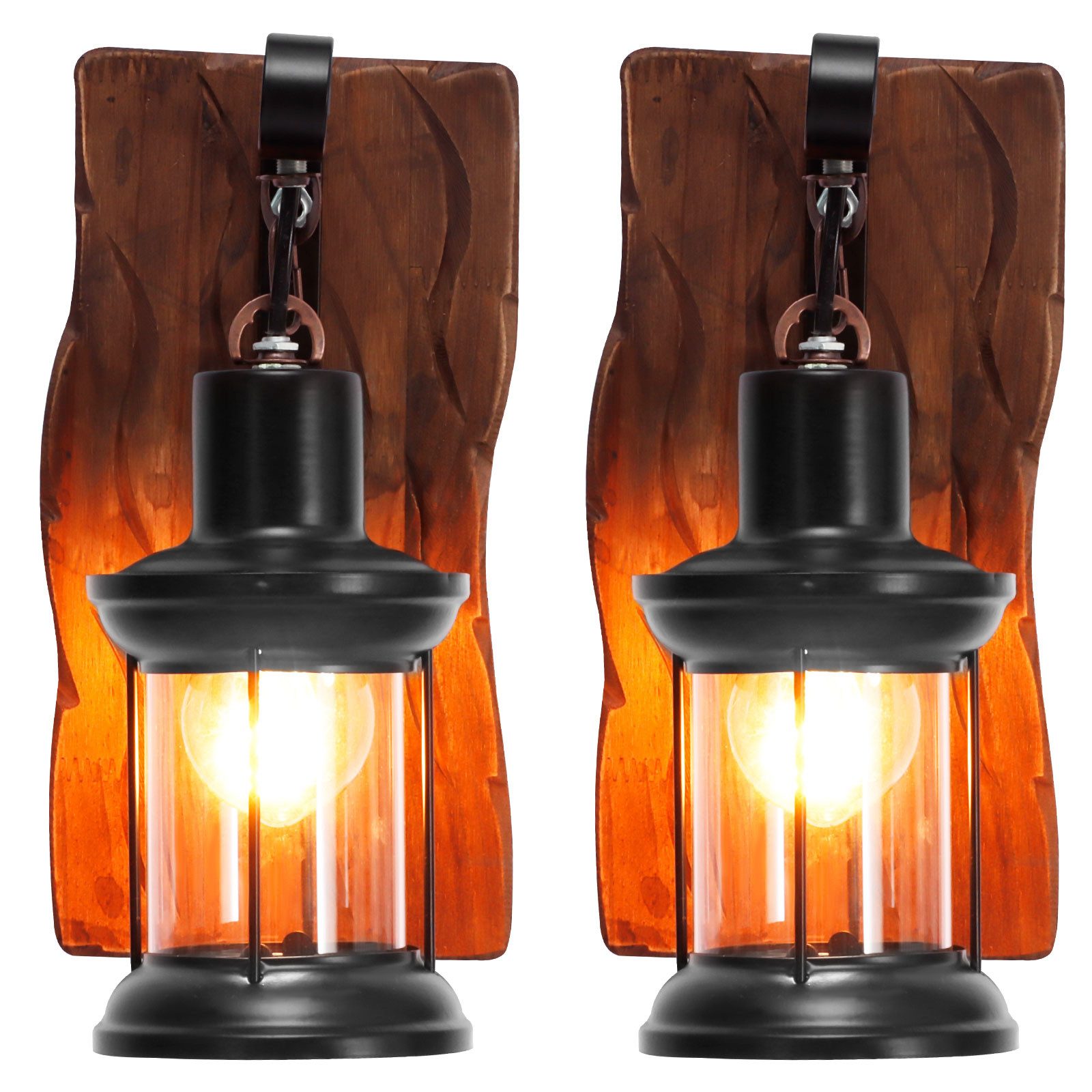BlingBin Wandleuchte E27 Holz Retro Wandlampe günstig online kaufen