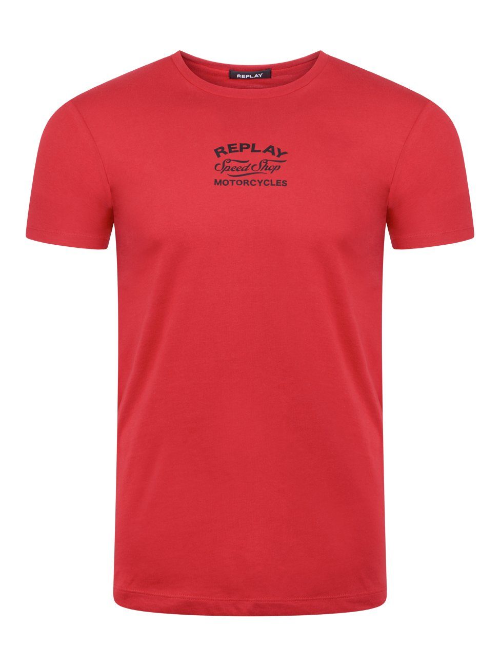Replay T-Shirt BASIC JERSEY BP Baumwolle aus Red (1-tlg) Chili 665