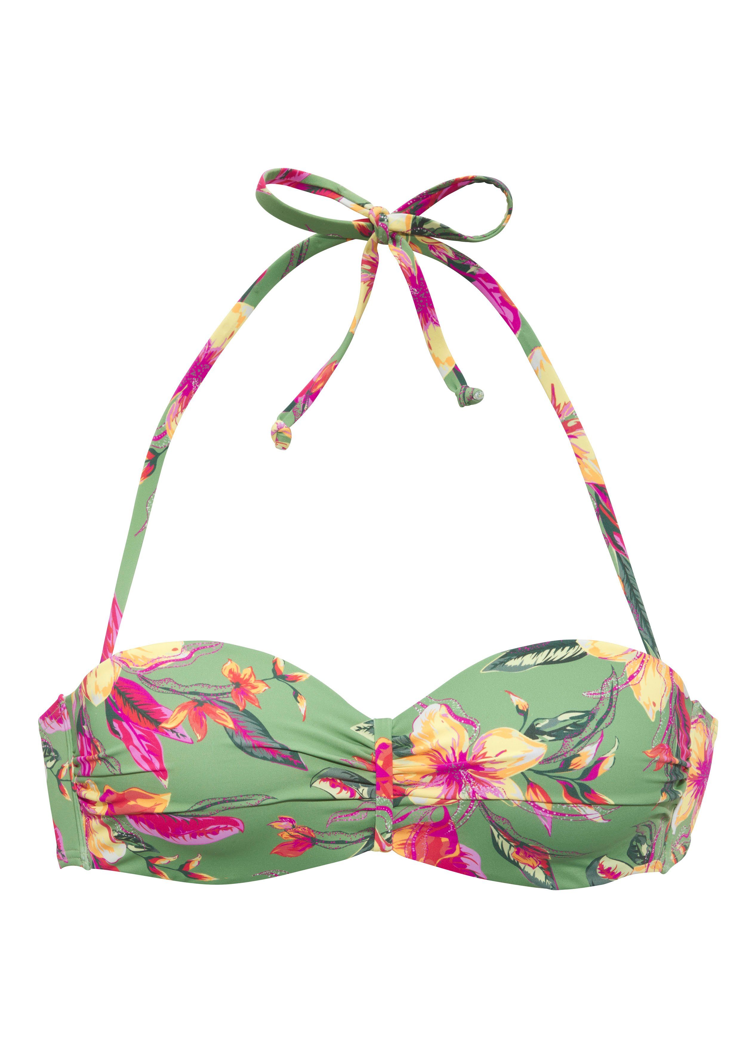 LASCANA Bügel-Bandeau-Bikini-Top Malia, mit tropischem Print