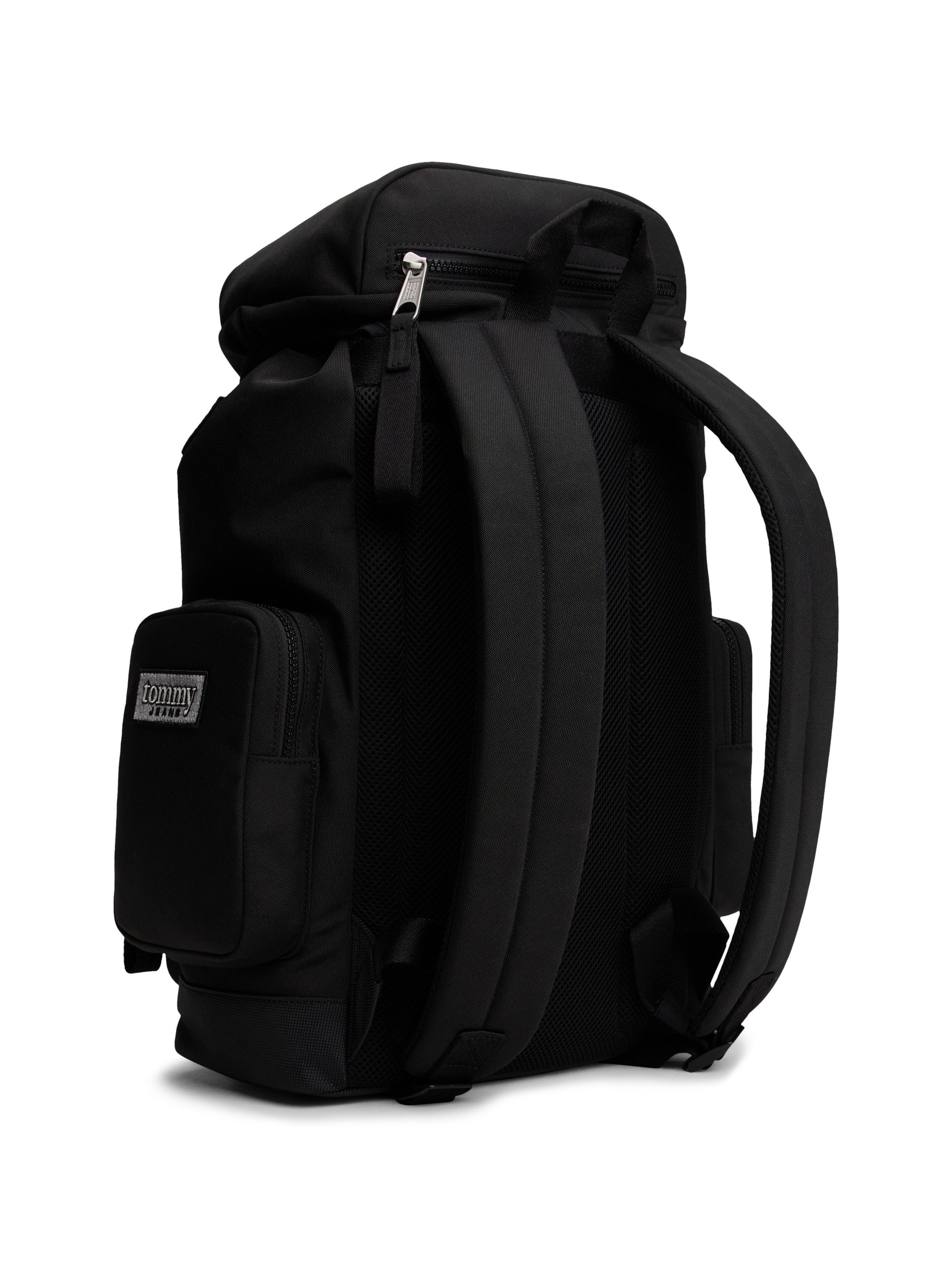 Tommy Jeans Freizeitrucksack TJM ARCHIVE TREK SOLID BACKPACK, Unisex Rolltop-Rucksack, Travelrucksack, Wanderrucksack mit Patches