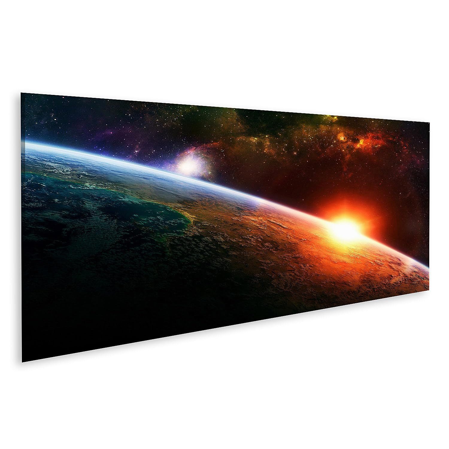 islandburner Leinwandbild Weltall Planeten Sonne Erde Kinderzimmer - Panorama