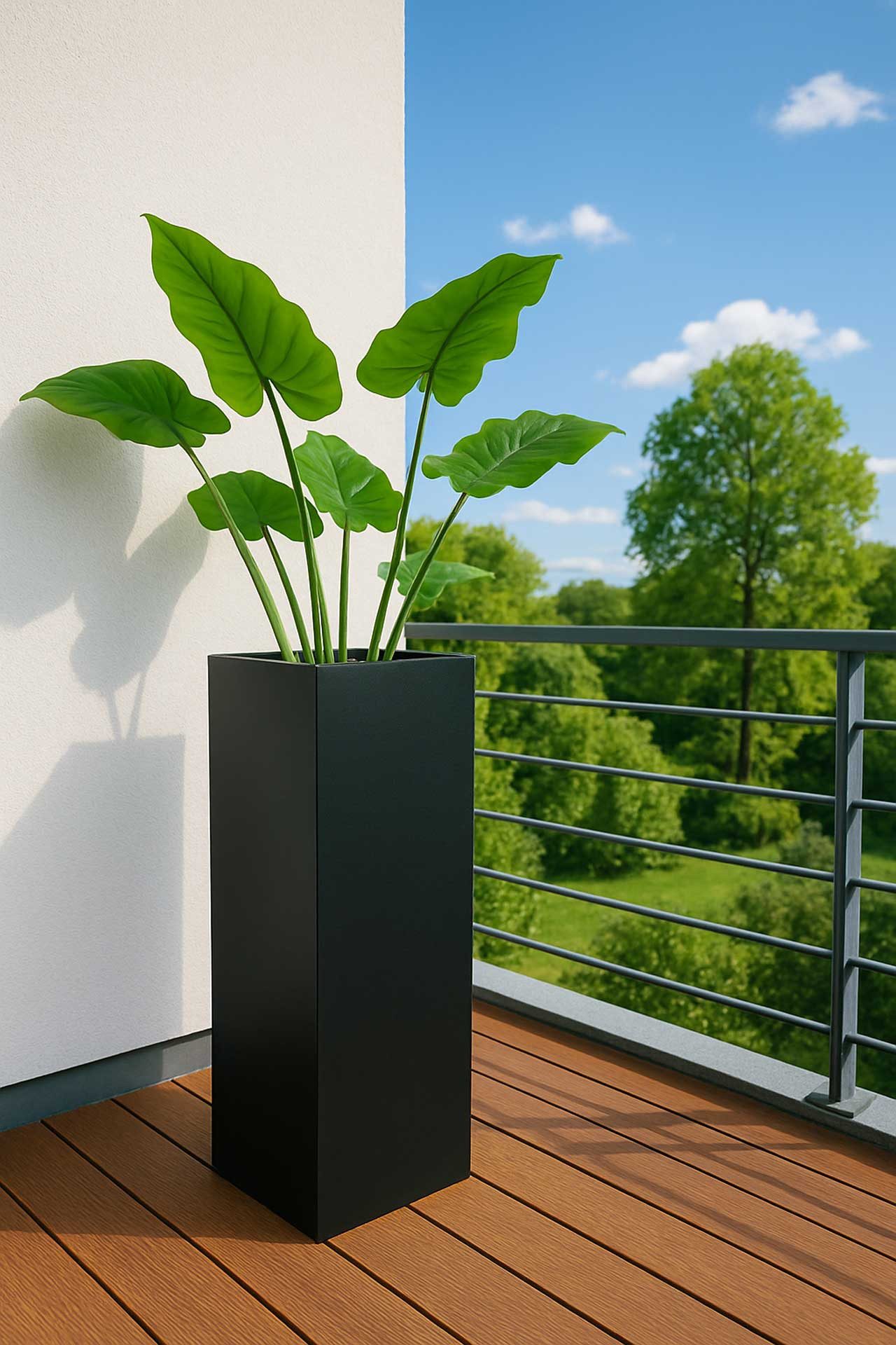 VIVANNO Pflanzkübel Zink BLOCK Säule - Anthrazit Matt (1 St), 29x29x80 cm günstig online kaufen