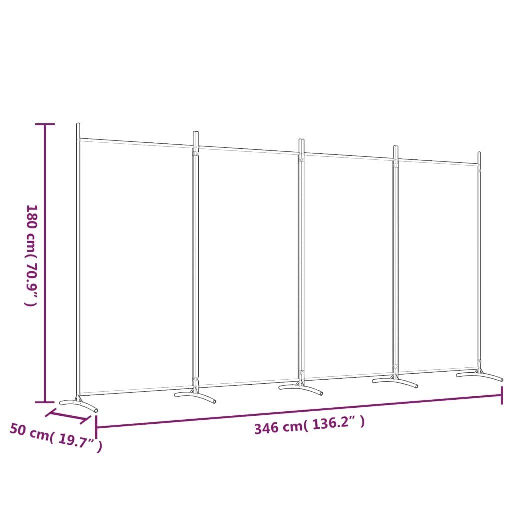 Paravent 4-tlg. Anthrazit 346x180 furnicato Stoff cm Raumteiler