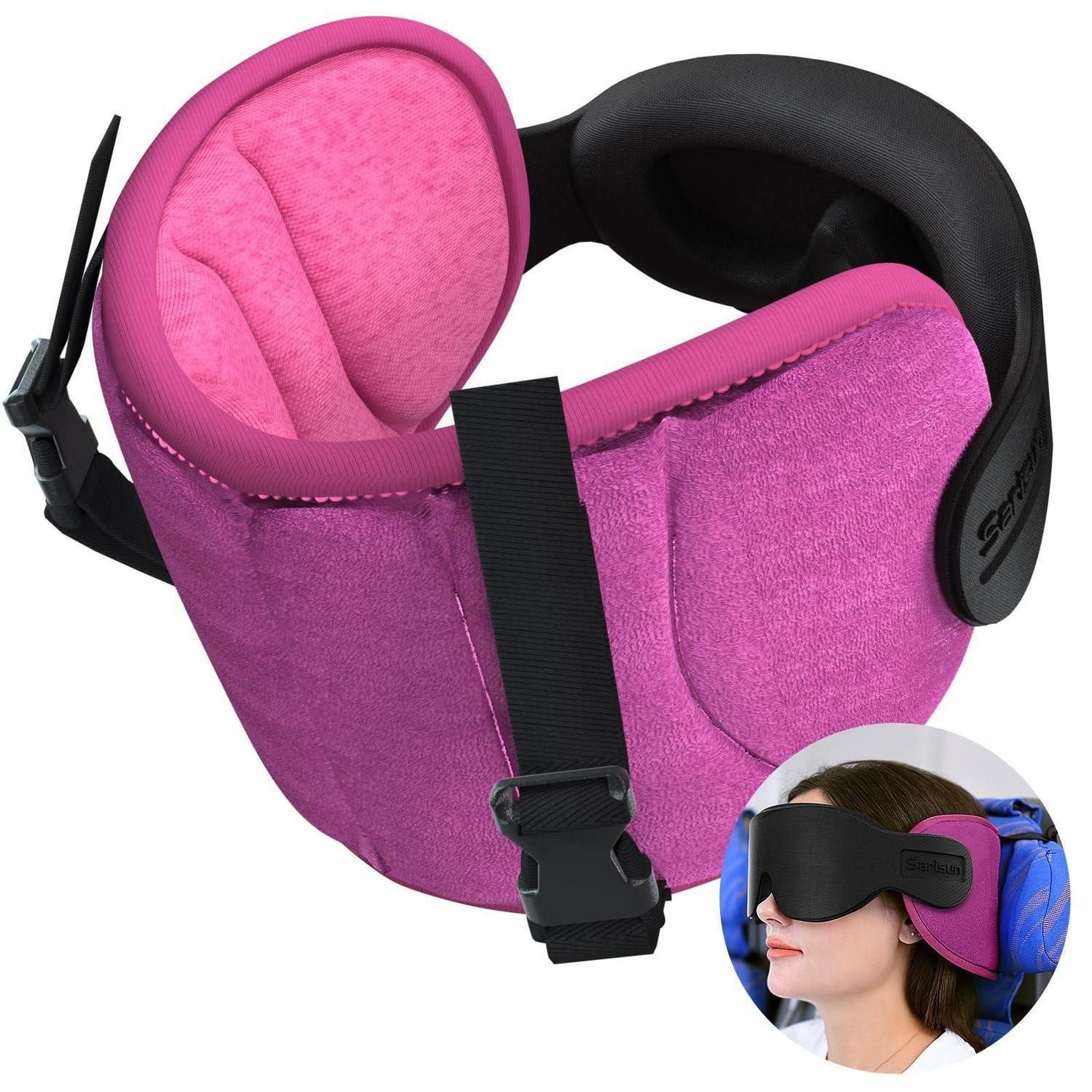 LuxusKollektion Reisekissen Reisekissen 3DSchlafmaske 360Stützband Kopfnickenstopper Rosa