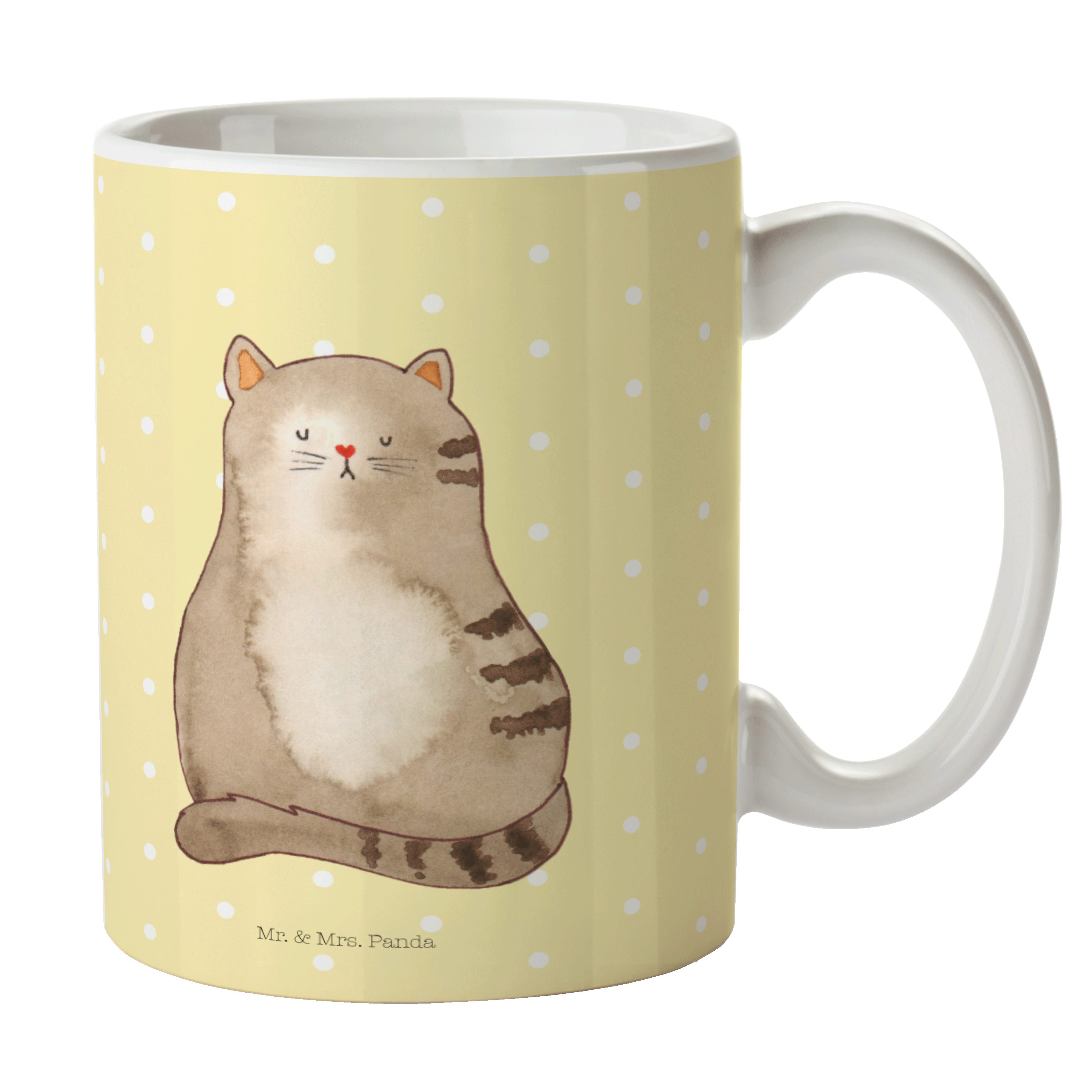 Katze Tasse - & Motive, Tasse, Ka, Panda Gelb Büro Mr. Geschenk, Tasse Mrs. - Pastell sitzend Keramik