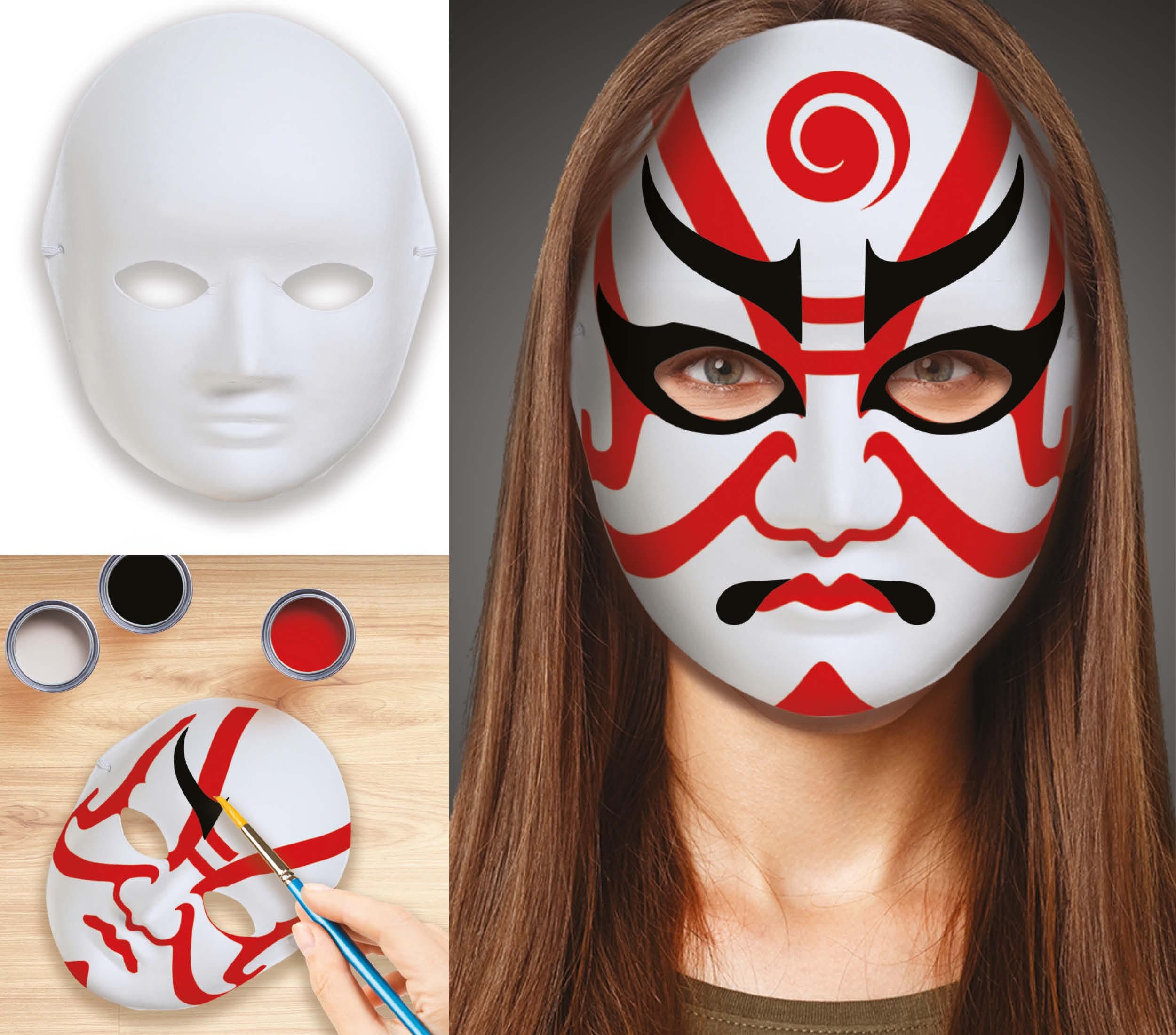 Fiestas Guirca Kostüm, Hochwertige Weiß Papiermaché Maske aus der Produktkategorie Latex Ma