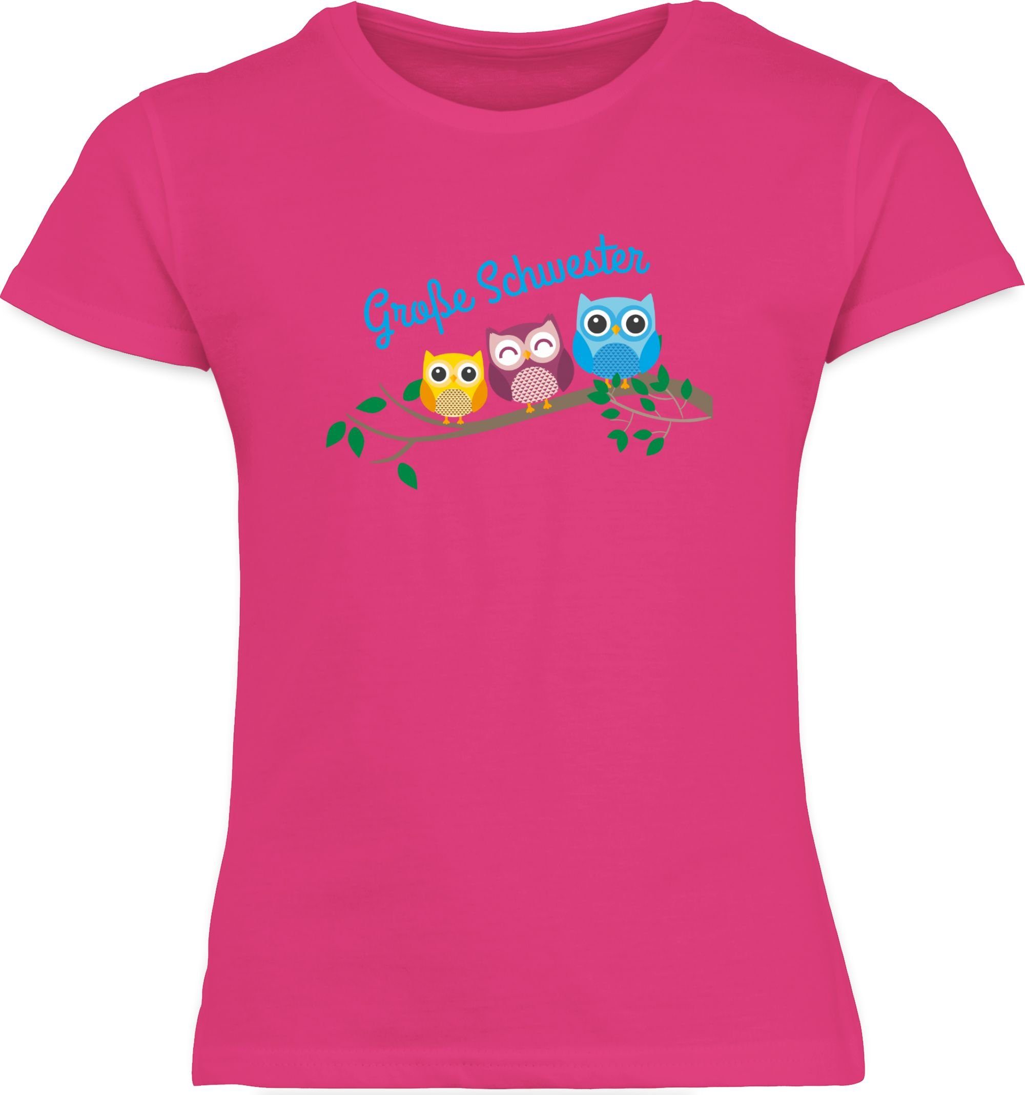 große Fuchsia Schwester 1 Shirtracer und Bruder Schwester Geschwister T-Shirt Eulen