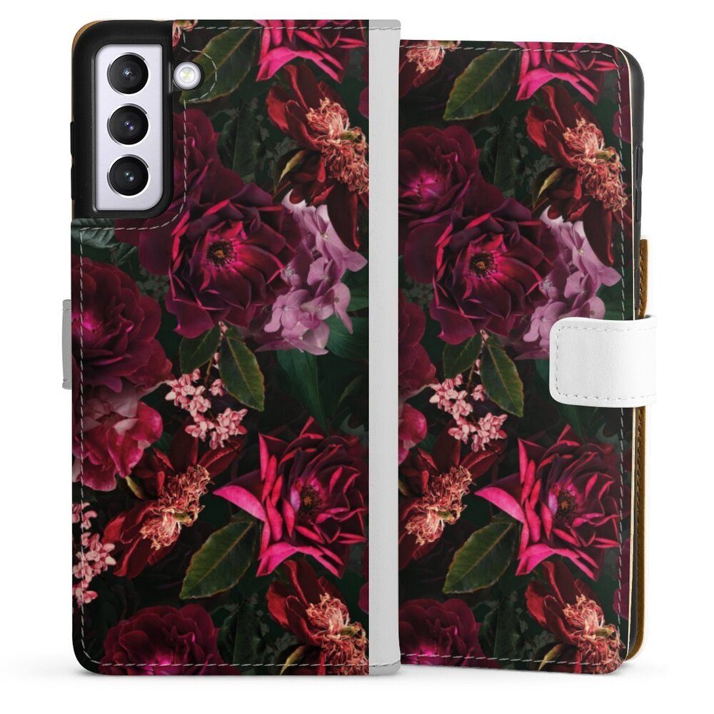 DeinDesign Handyhülle Rose Blumen Blüte Dark Red and Pink Flowers, Samsung Galaxy S21+ 5G Hülle Handy Flip Case Wallet Cover