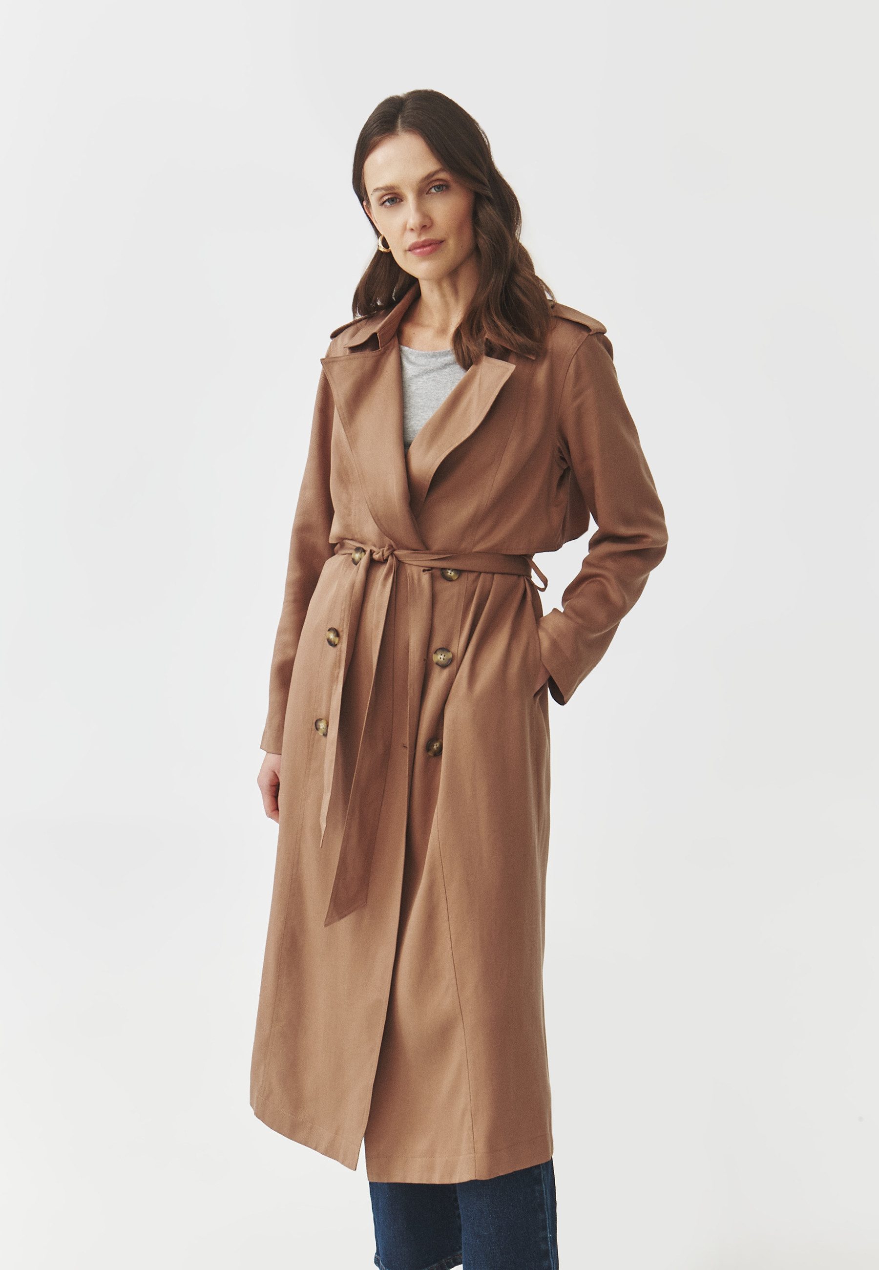 TATUUM Langmantel Lässiger Trench Mit Gürtel - Natis