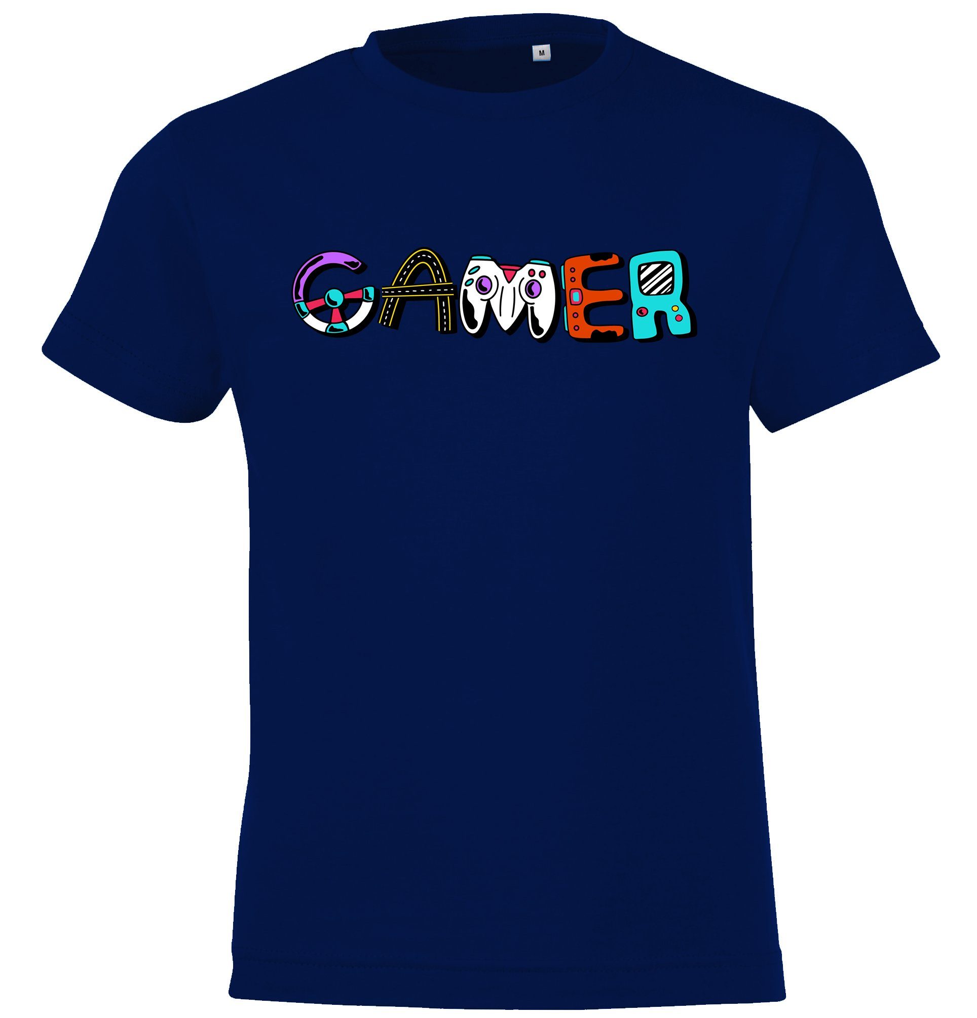 Navyblau T-Shirt für Gamer Shirt Designz und Mädchen mit Youth Jungen Frontprint Kinder trendigem