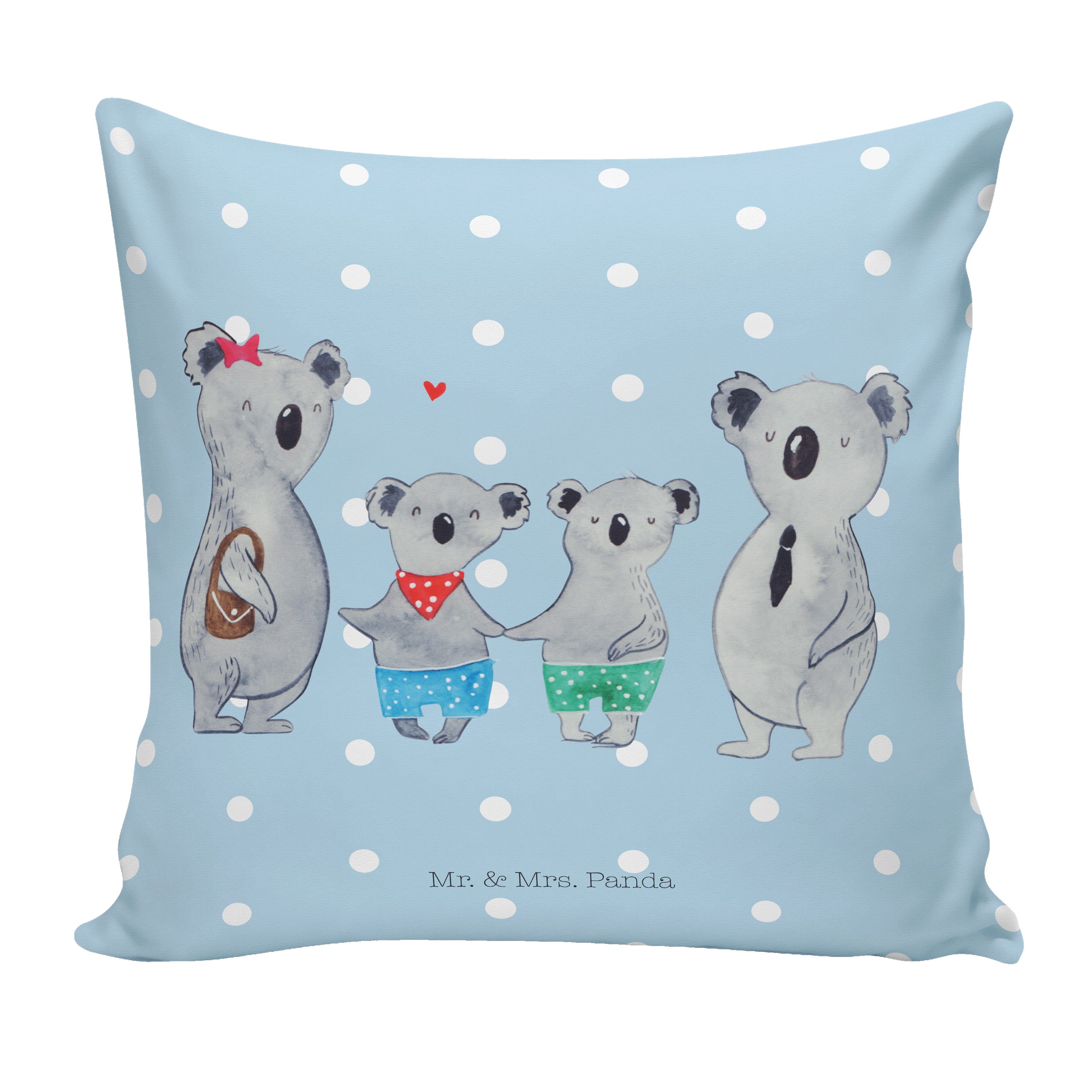 - Koala Geschenk, Sofak Bruder, Dekokissen Panda & zwei Familie Mr. Mrs. - Pastell Koalabär, Blau