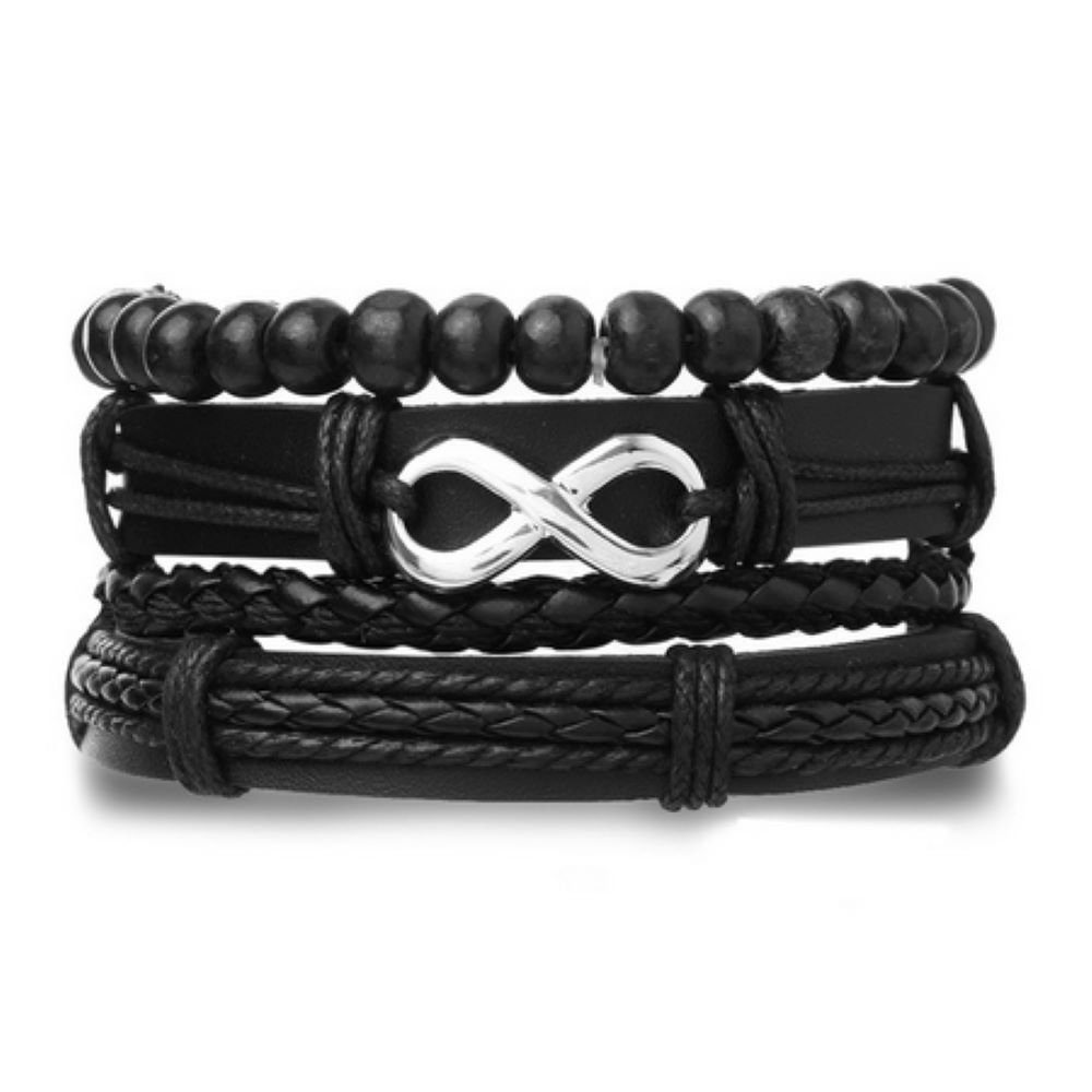 Armband Lederarmband breit schwarz Unisex - Unendlichkeit