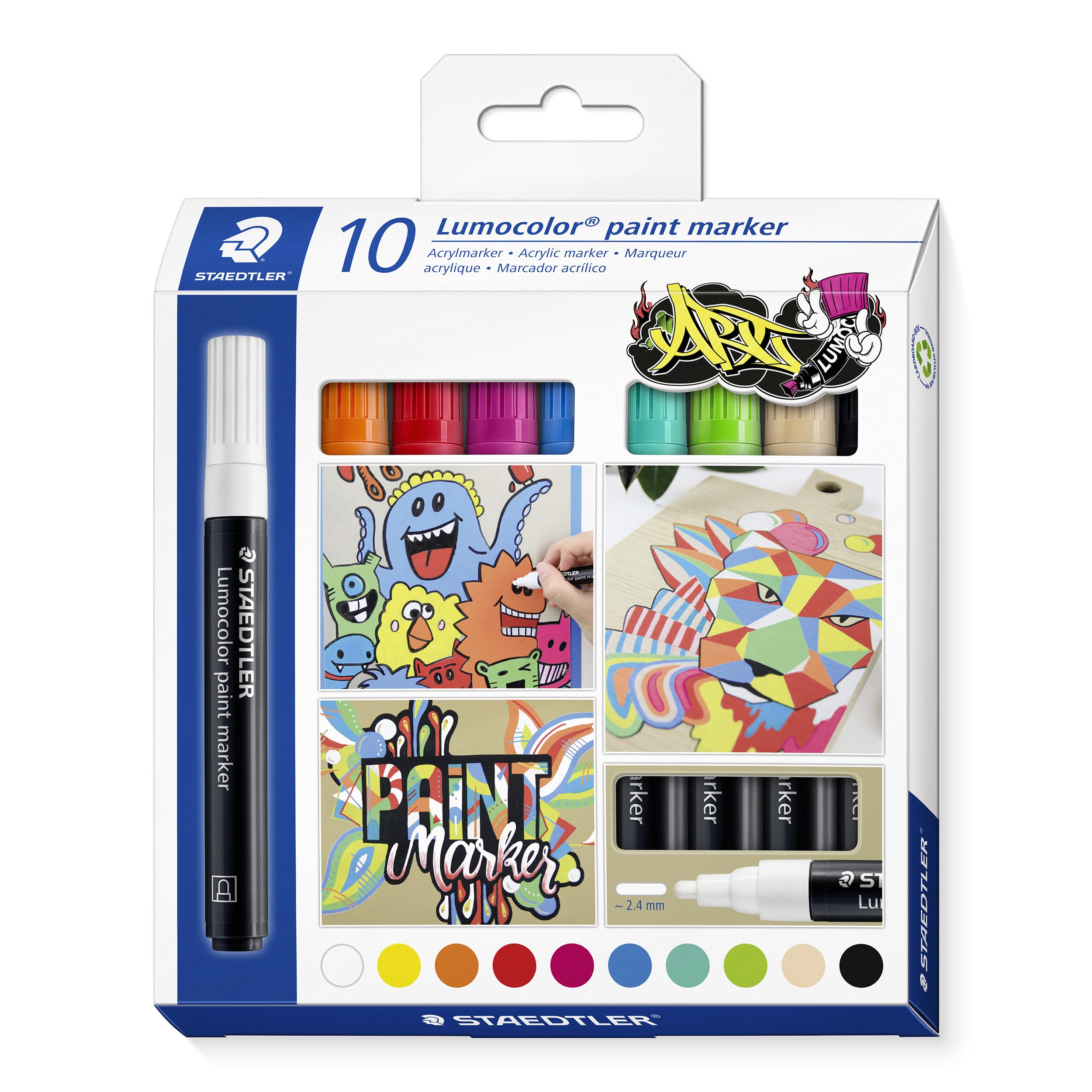 STAEDTLER Lackmarker 349 C10 STAEDTLER Acrylmarker Lumocolor paint marker, 10er Etui