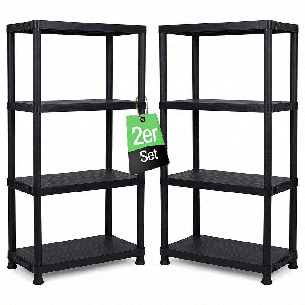 ONDIS24 Steckregal 2x Kunststoffregal, 60 x 30 x 131 (H) cm, 4 Böden, Schwerlastregal, bis zu 80 kg, Regal, Lagerregal - Doppelpack