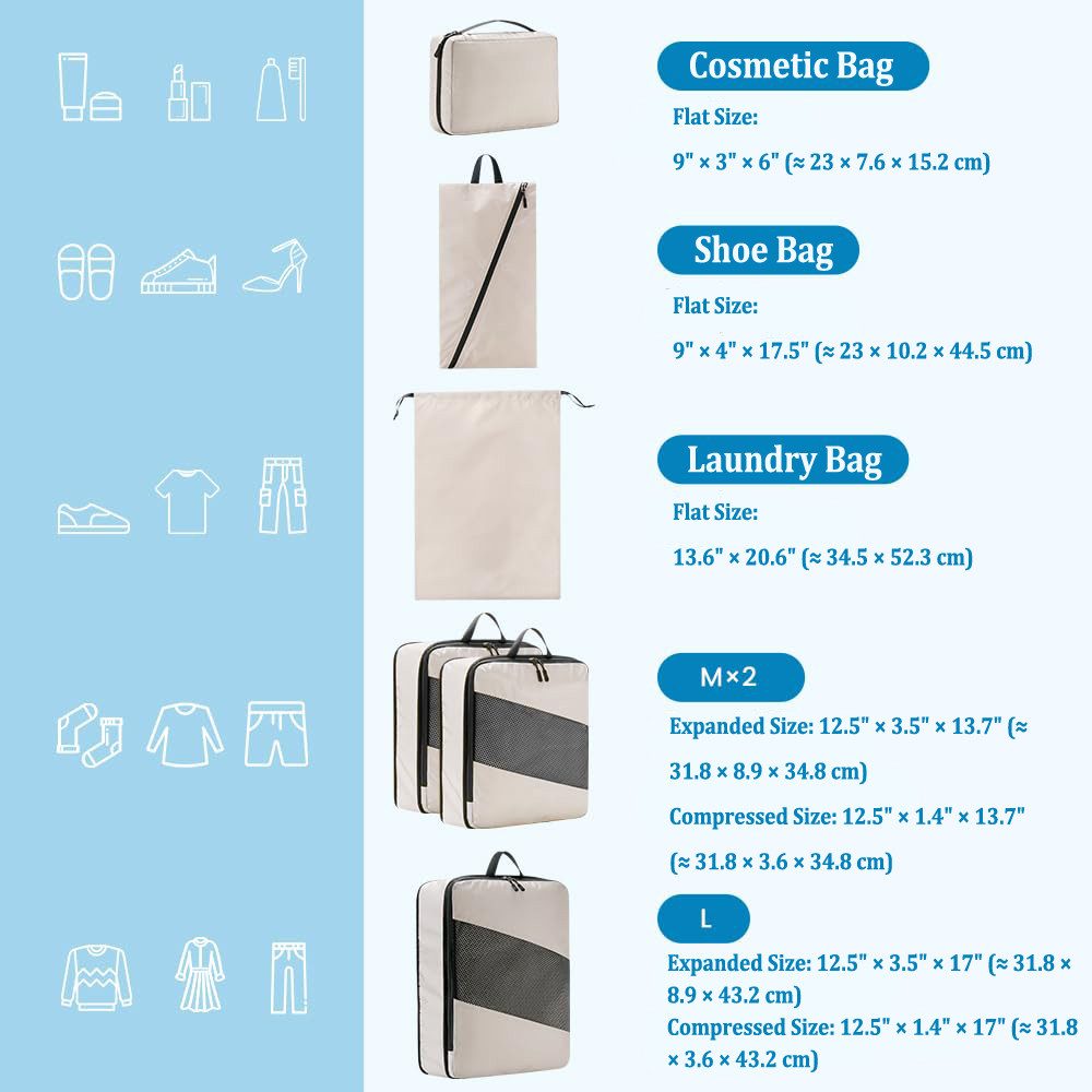 Coonoor Kofferorganizer 6-teiliges komprimierbares Reise-Organizer-Set, Kof günstig online kaufen