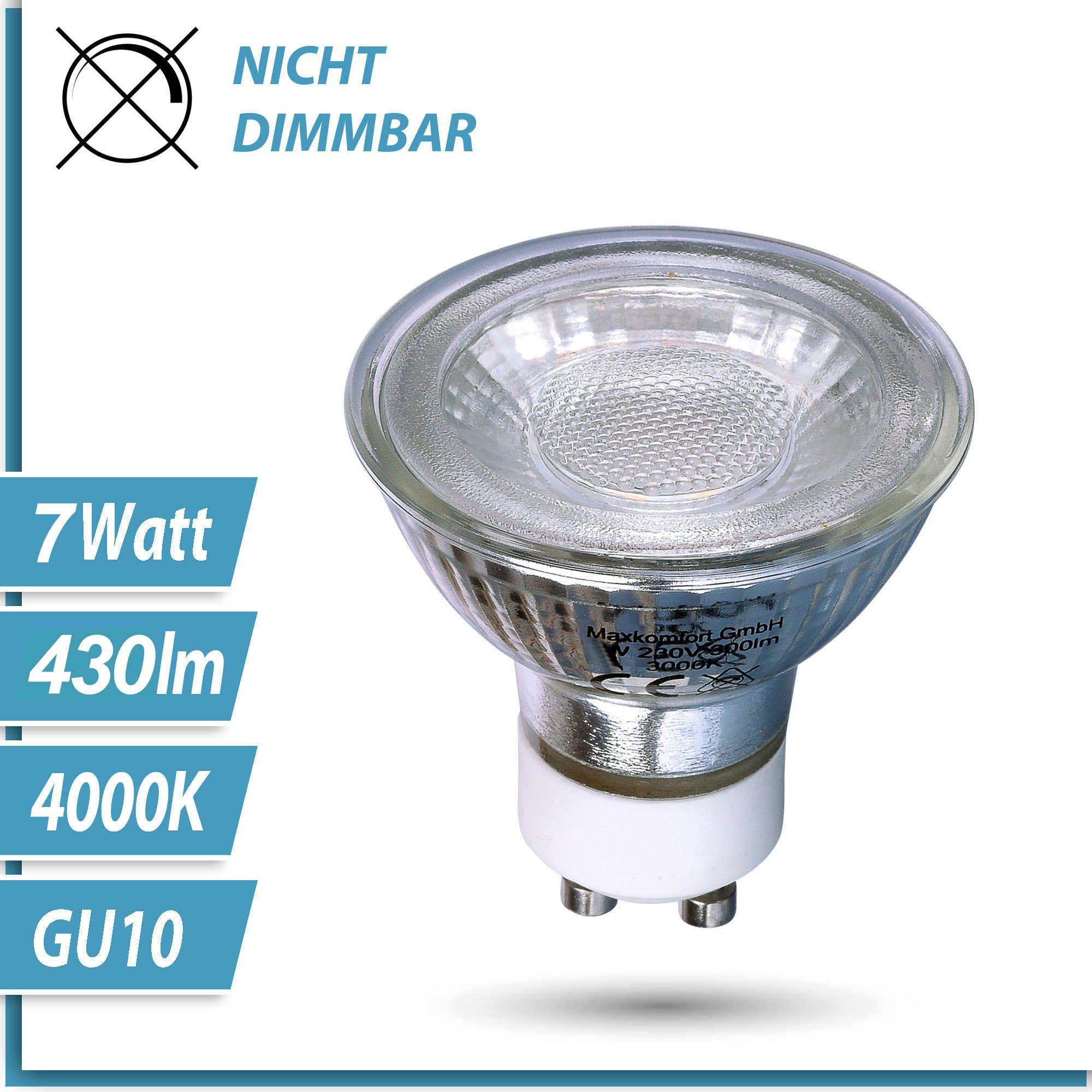 Maxkomfort LED-Leuchtmittel GU10-NY, GU10, warmweiß, neutralweiß, GU10 LED Leuchtmittel LED-Strahler 230V warmweiß neutralweiß 10er Pack
