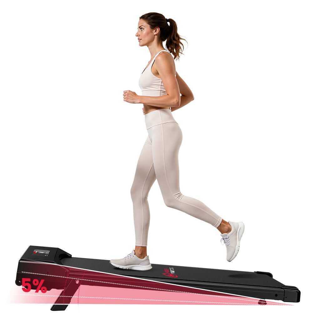 HOMEFITNESSCODE Laufband Tragbares Laufbänder mit 5 % Steigung – 4-in-1-Walkingpad Elektrisch (mit LED-Display und Transportrollen – Lauffläche 39 x 97 cm), Laufband 1–10 km/h einstellbar – Motor 2,5 PS