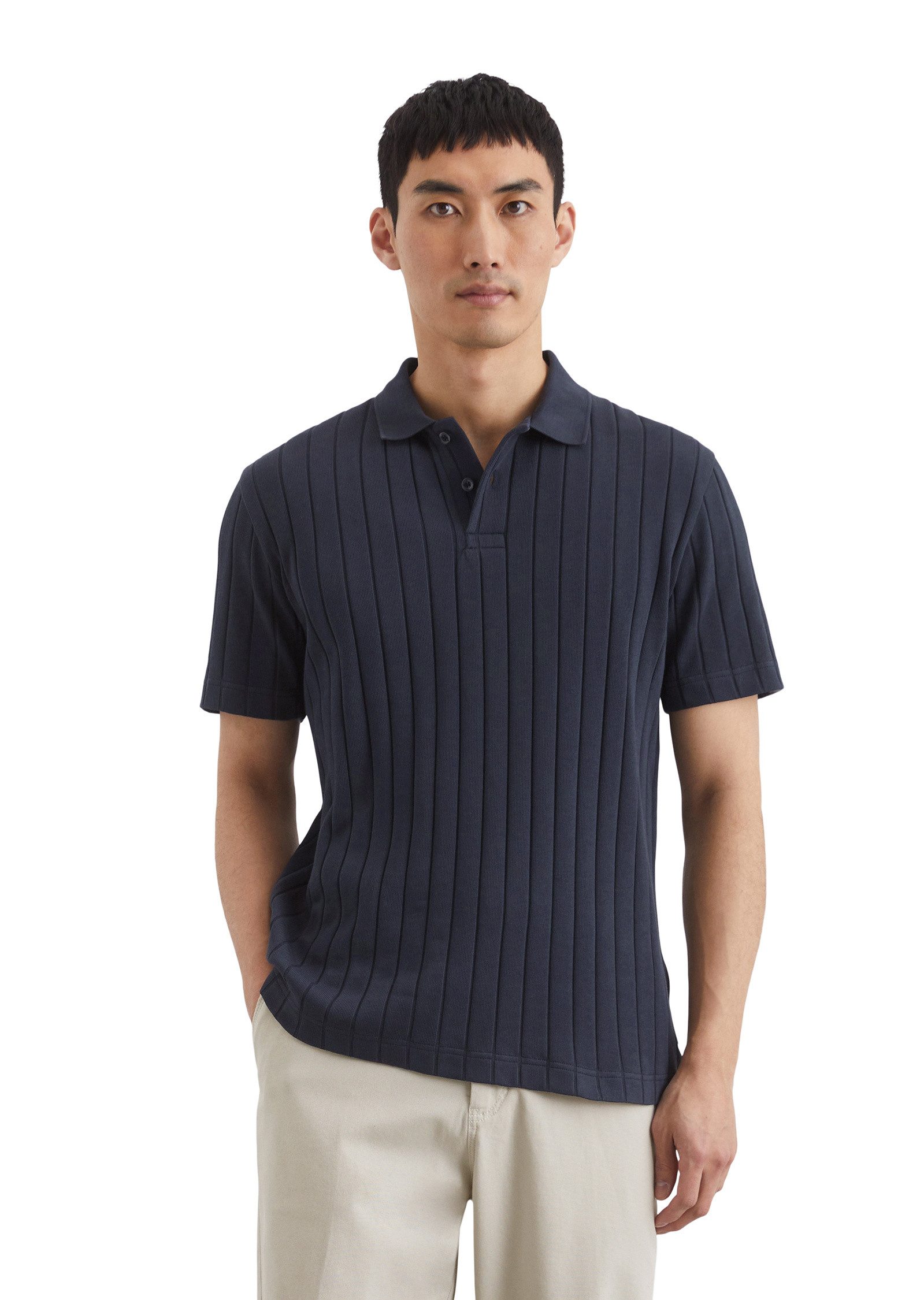 Poloshirt mit breiter Rippstruktur